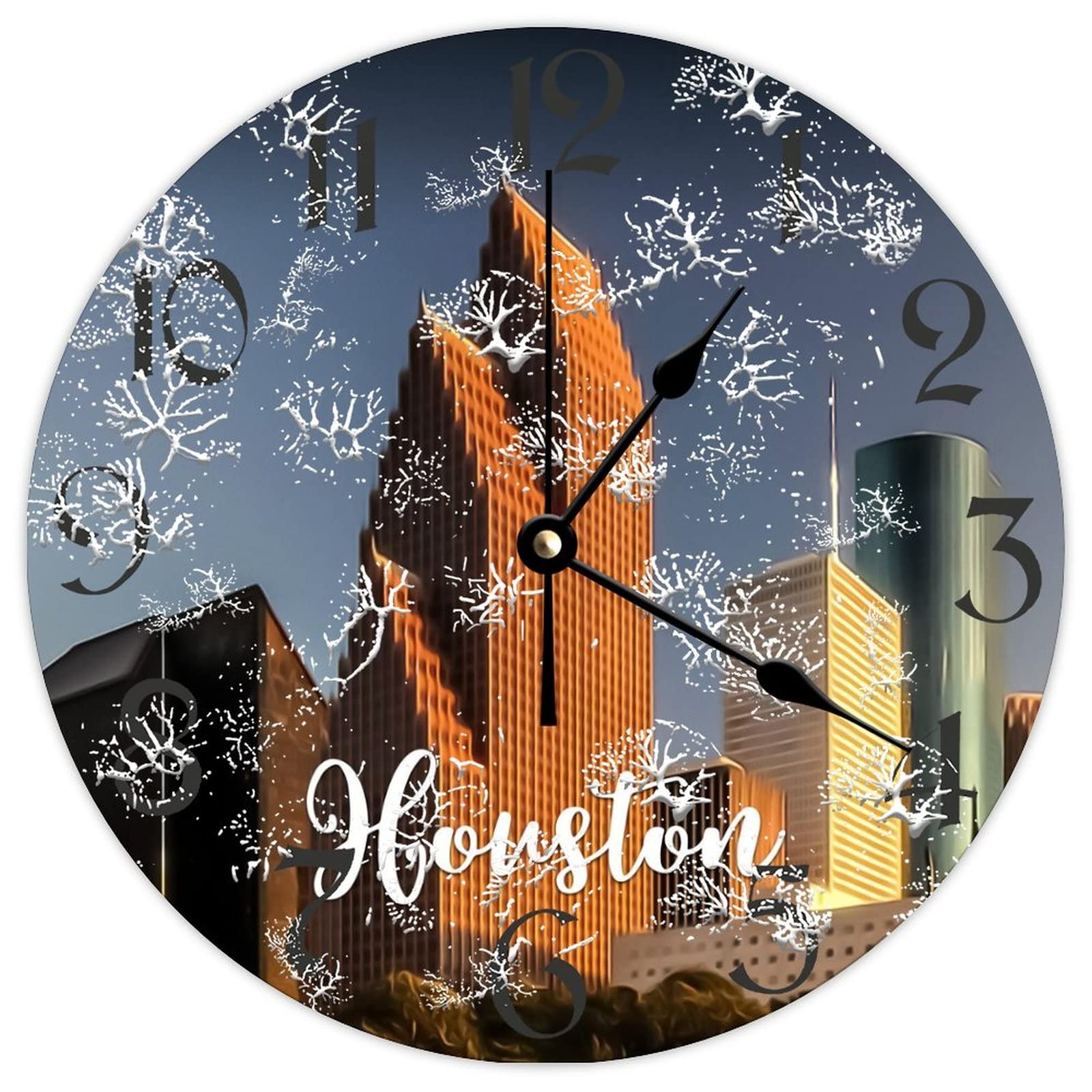 Horloge ronde en bois Houston City pour sublimer votre cuisine