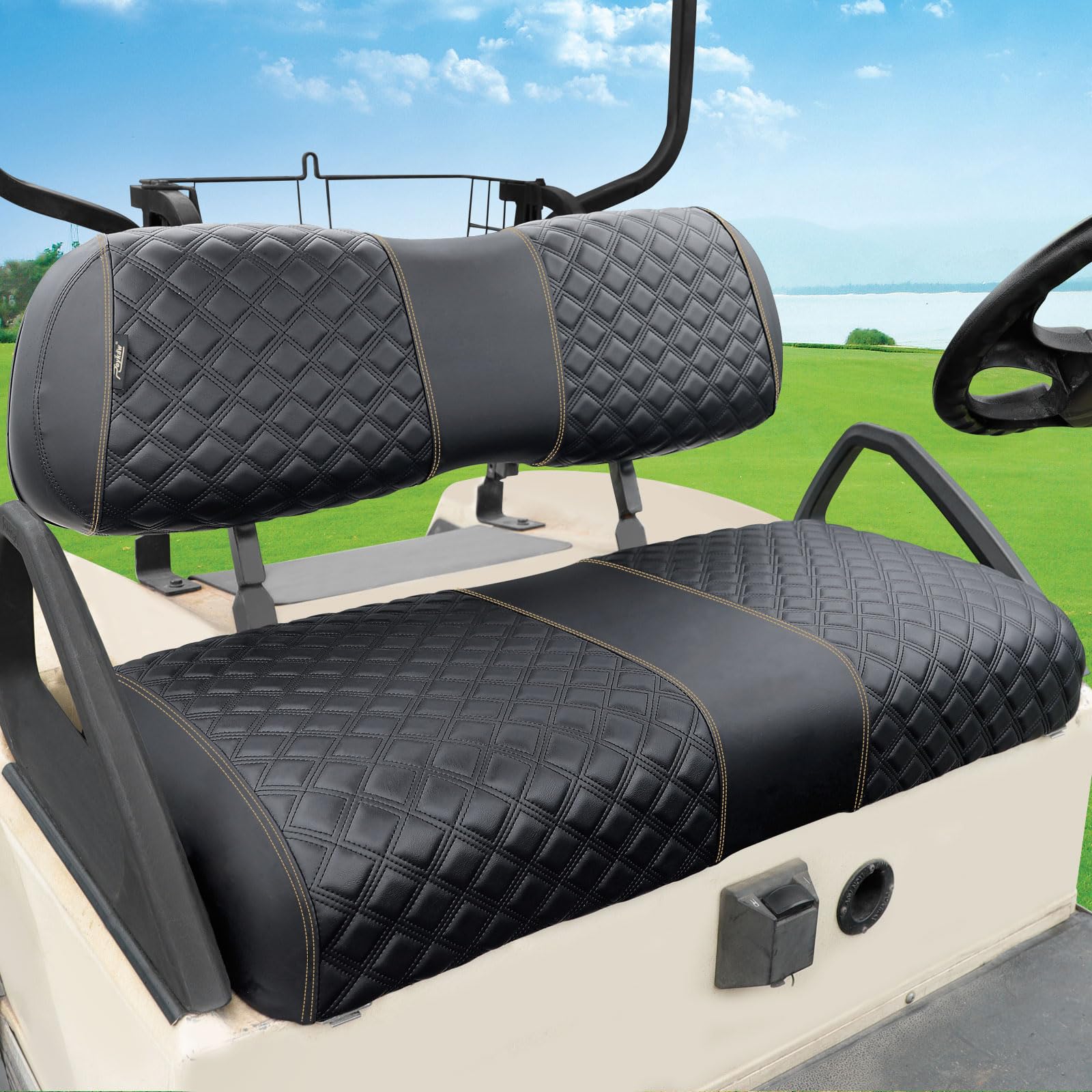 Roykaw Golf Cart Seat Covers Kit Fit for Club Car DS OEM Ordinary Seat Cushion, Marine Grade Vinyl Material/More Sturdy and Comfortable, Breathable & Easy to Clean, Well Made Quality