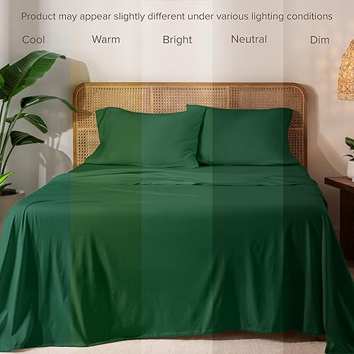Vista 52 de Bare Home Juego de sábanas 100% algodón orgánico, ultra suave, 100% algodón, juego de sábanas y fundas de almohada, sábanas de bolsillo profundo