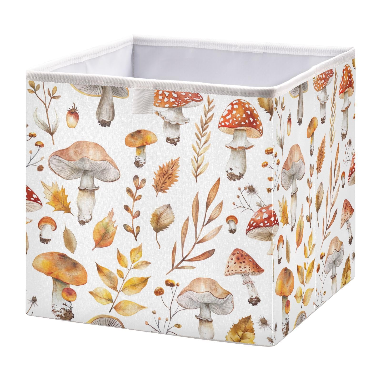 YETTASBIN Mushroom Cube Storage Bin, Large Foldable Storage Basket Toy Clothes Organizer Bin for Shelf, Closet, Nursery, Bedroom, Office, Home Decor