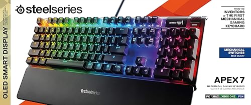Miniatura 9 de SteelSeries Apex 7 Teclado mecánico para videojuegos Pantalla inteligente OLED Pasaje USB y controles de medios Táctil y Clicky Retroiluminación