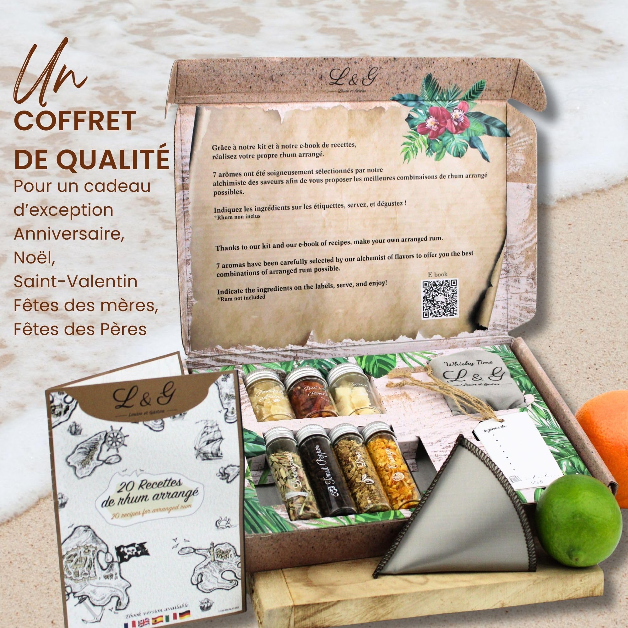 L&G® Kit Découverte d'Épices pour Rhum Personnalisé - Coffret DIY Exclusif pour Homme/Femme, Idée Cadeau Original Noël, Anniversaire, Saint-Valentin Originale, Expérience Maison Inoubliable