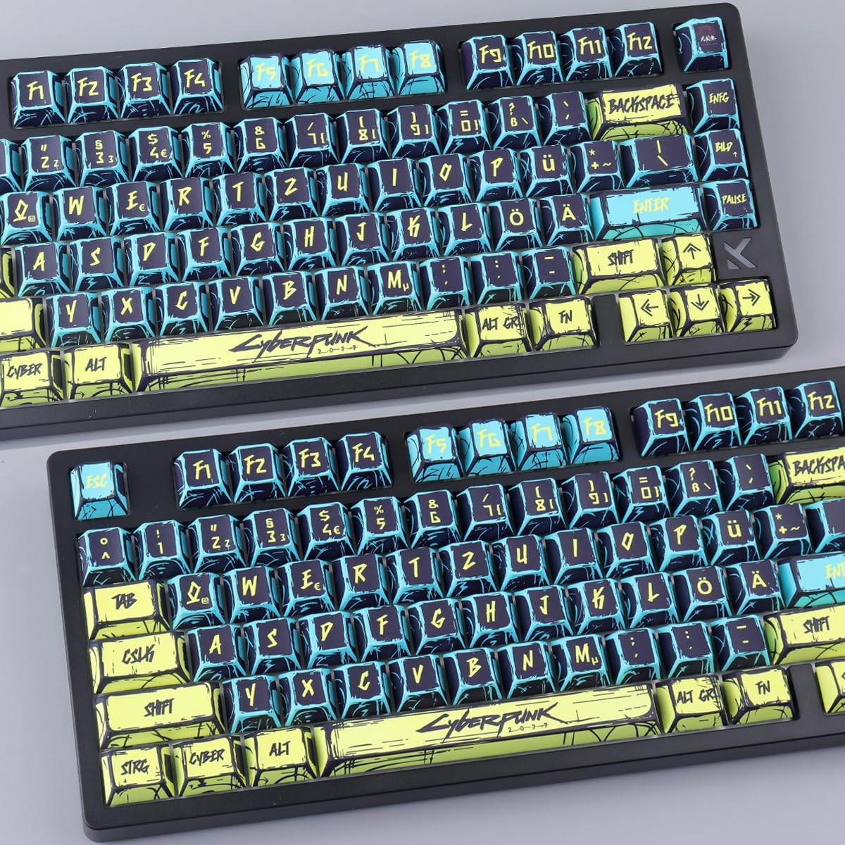 PBT ISO Keycaps 142 Keys Japanese Manga Keycaps, Minimalist Style Cherry Profile Dye Sub Custom Keycap for Cherry MX Switch German QWERTZ Layout Mechanical Keyboards