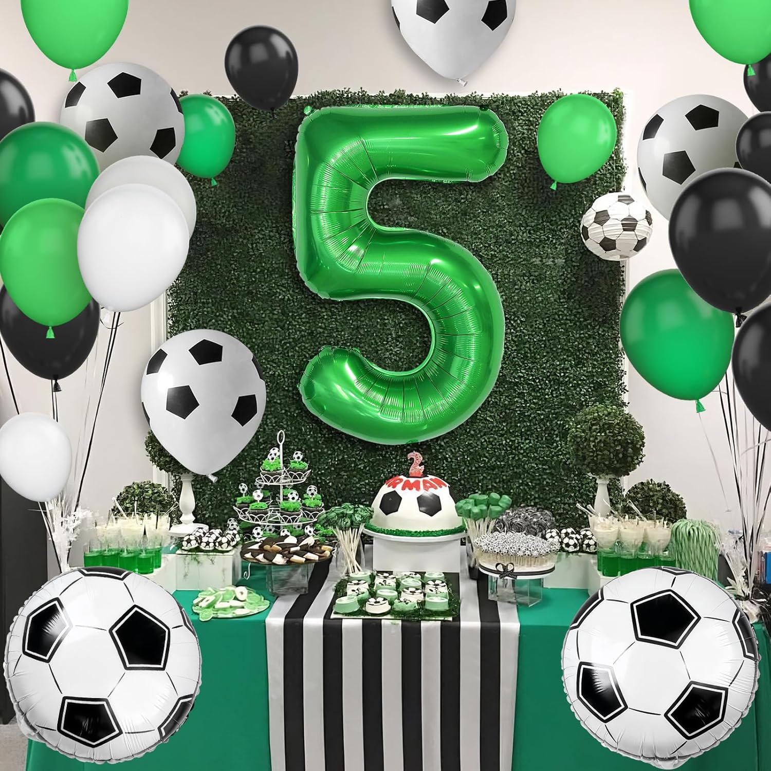 5th Birthday Soccer Balloon Arch,5th Soccer Garland Kit with Green Number 5 Balloon Football Balloons for Boys Kids 5 Birthday Party Decorations - Image 8