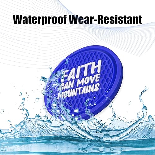 Miniatura 3 de Paquete de 4 portavasos para automóvil, Faith CAN Move Mountains The Car Impreso Coaster, portavasos antideslizante para automóvil, posavasos