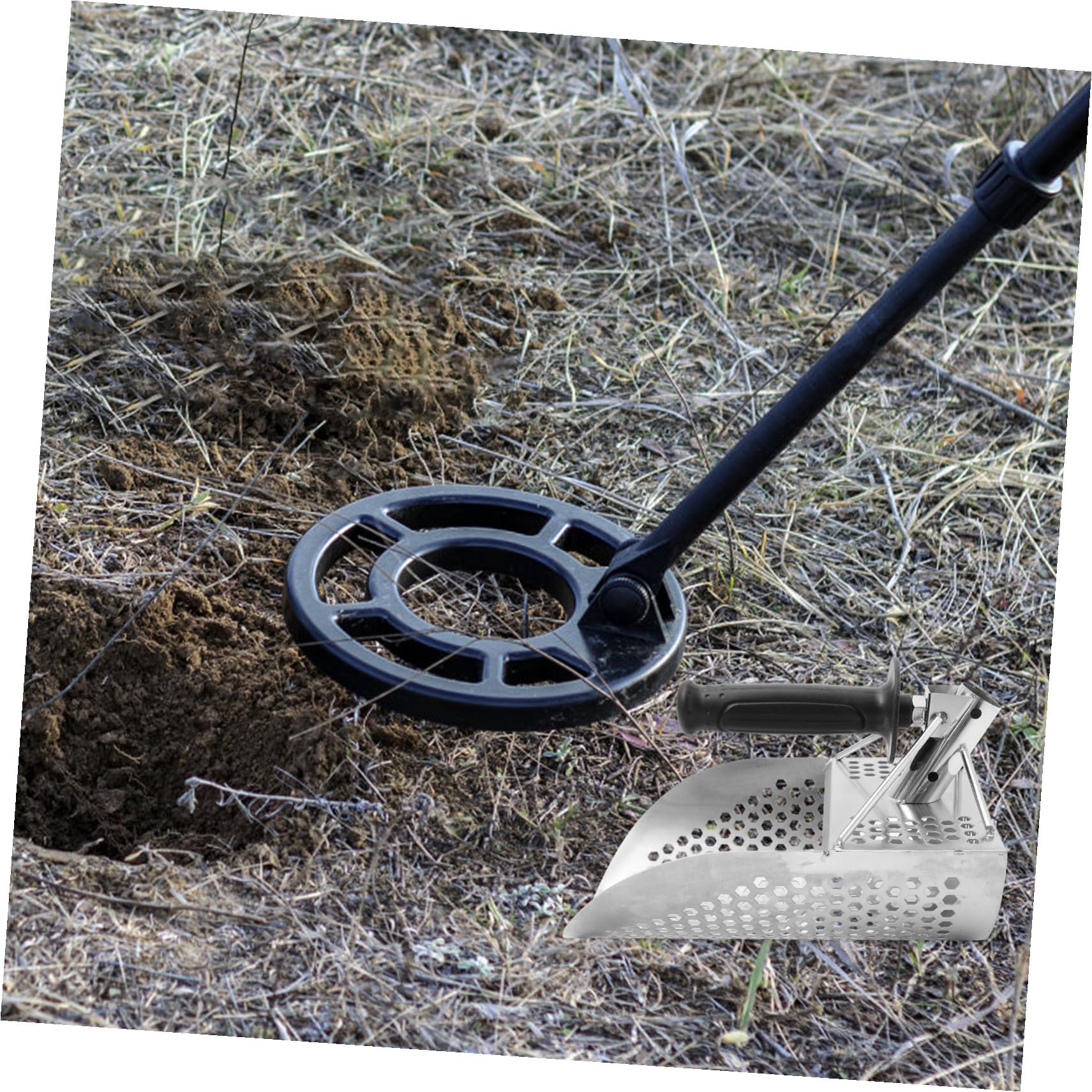 Veemoon Pala Plata de Acero Inoxidable y Abs Detectora de Metales