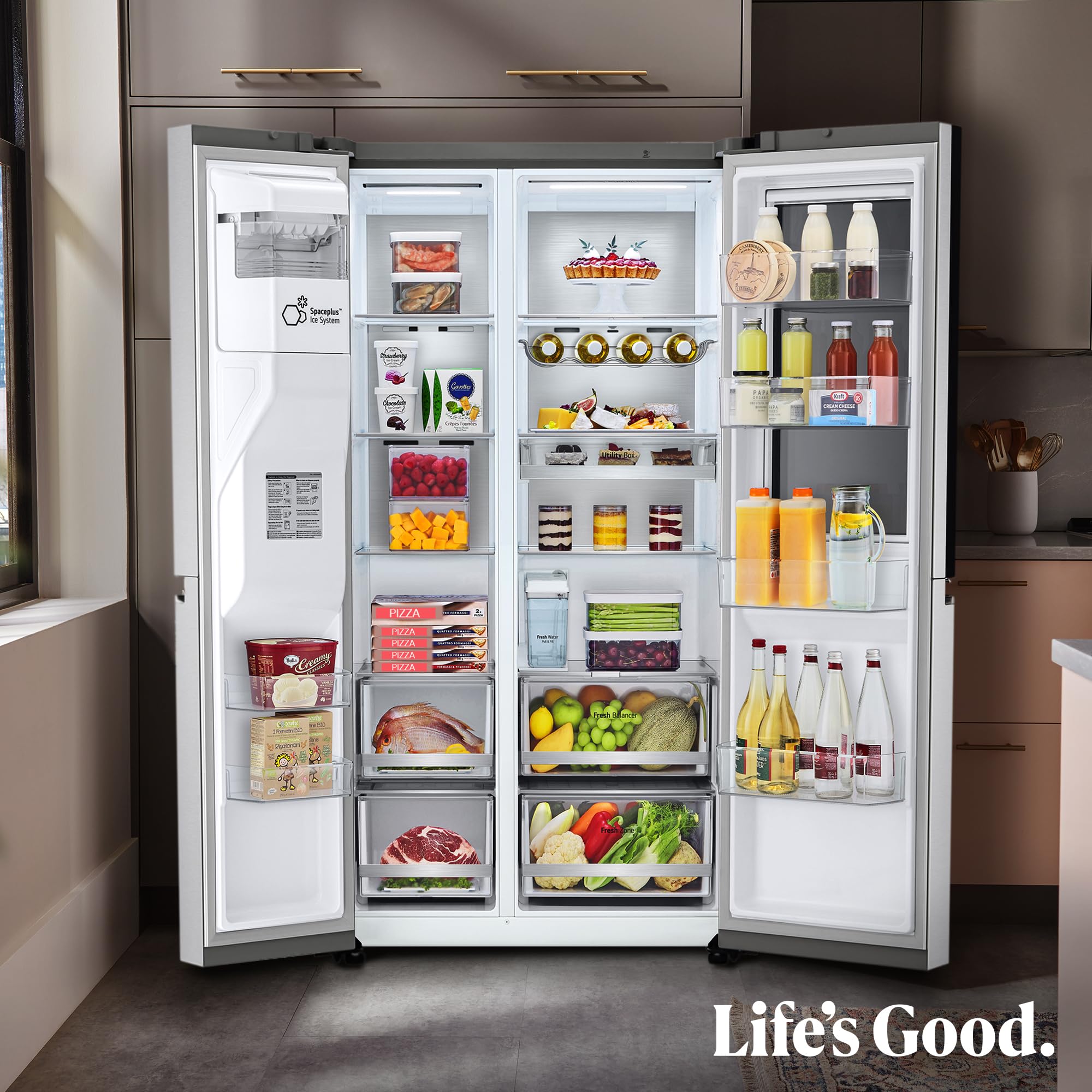 LG GSXV91BSAE - Frigorífico Side By Side, Serie 900, Instaview Door-in-Door, Fresh Balancer, Clasificación E, 635 L, Sin Toma de Agua, Inox Antihuellas