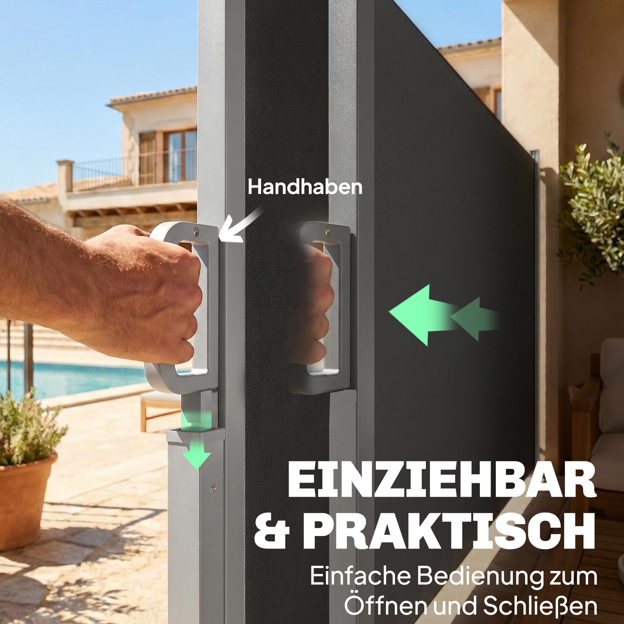 Outsunny Seitenmarkise Ausziehbar Blickdicht 420 x 185 cm Dunkelgrau