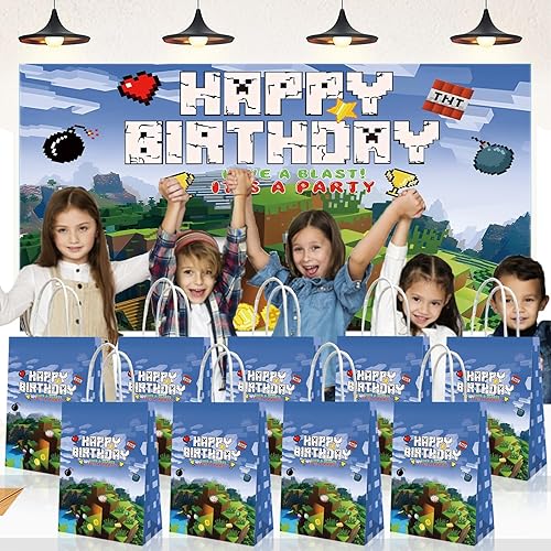 Miniatura 3 de 12 piezas de suministros de fiesta de cumpleaños de bolas rojas y blancas de dibujos animados, bolsas de regalo para fiestas temáticas de juegos