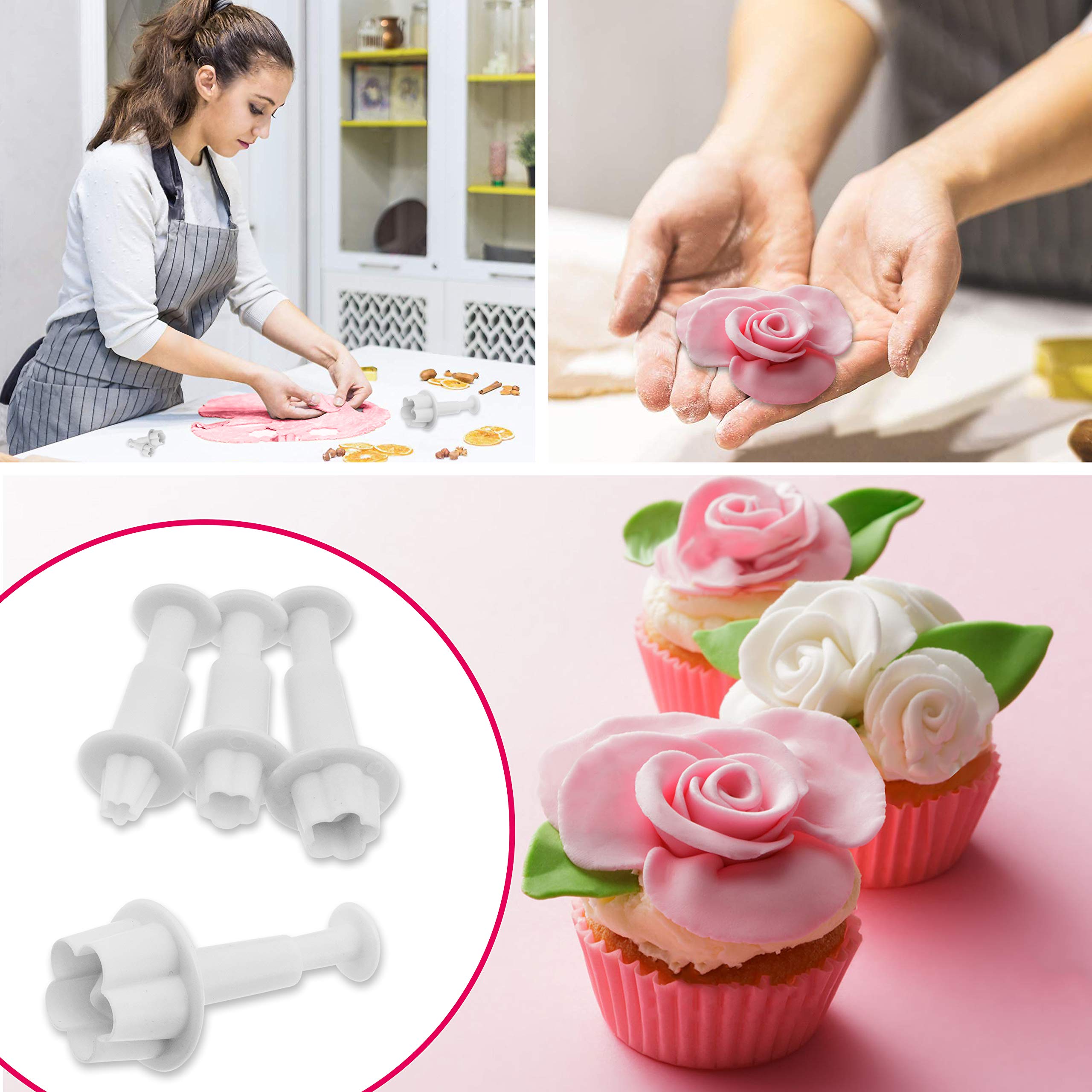 MoNiRo, set di 68 stampini per fondente, grandi – Stampi per biscotti da pasticceria – Strumento per modellare torte – Accessori per il retro e fondente – Stampini per fondente e fiori
