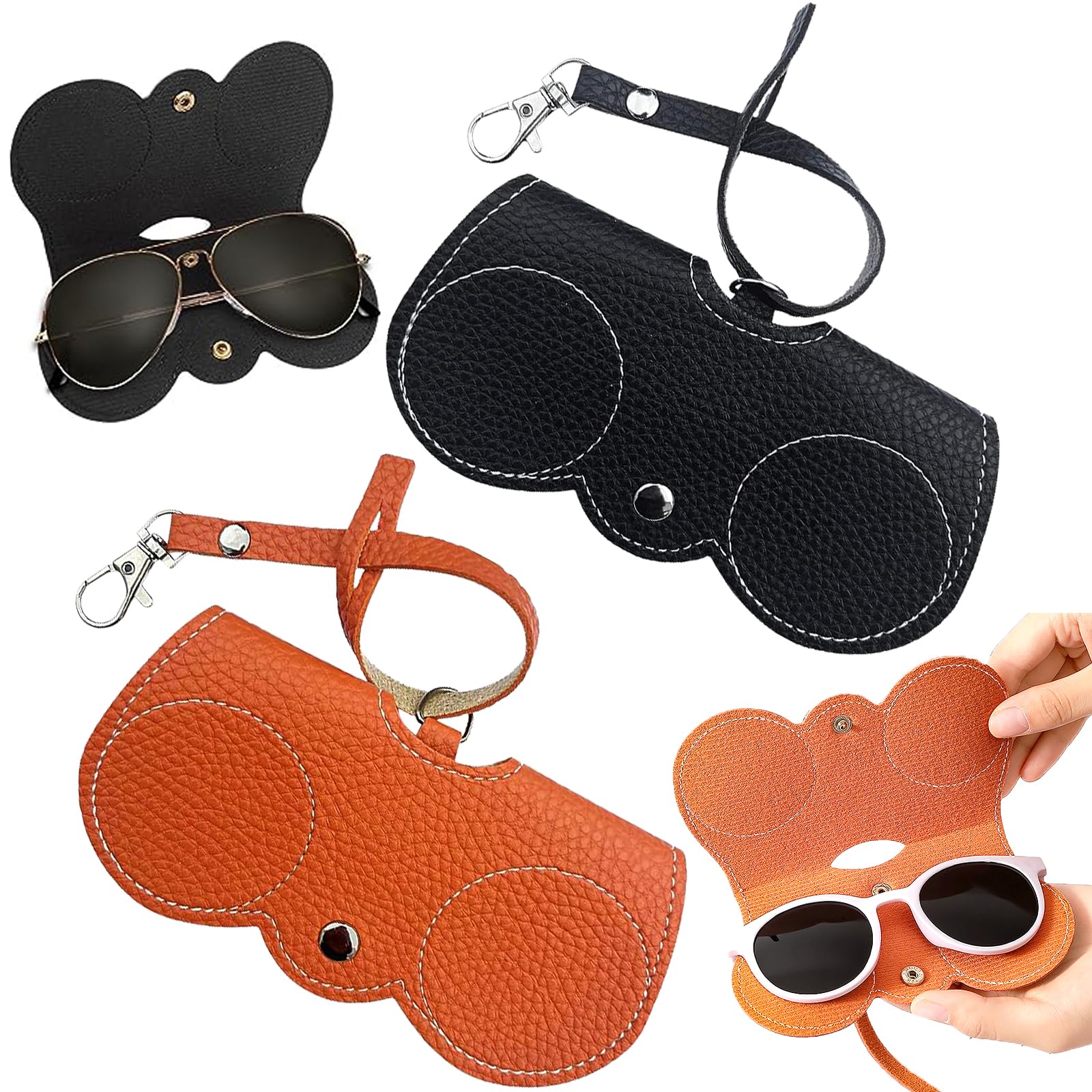 Funda rígida para gafas de sol, estuche portátil, funda para gafas de sol, funda para gafas de sol, funda para gafas de sol, estuche para gafas de sol, estuche para gafas de sol para niñas, Negro , L