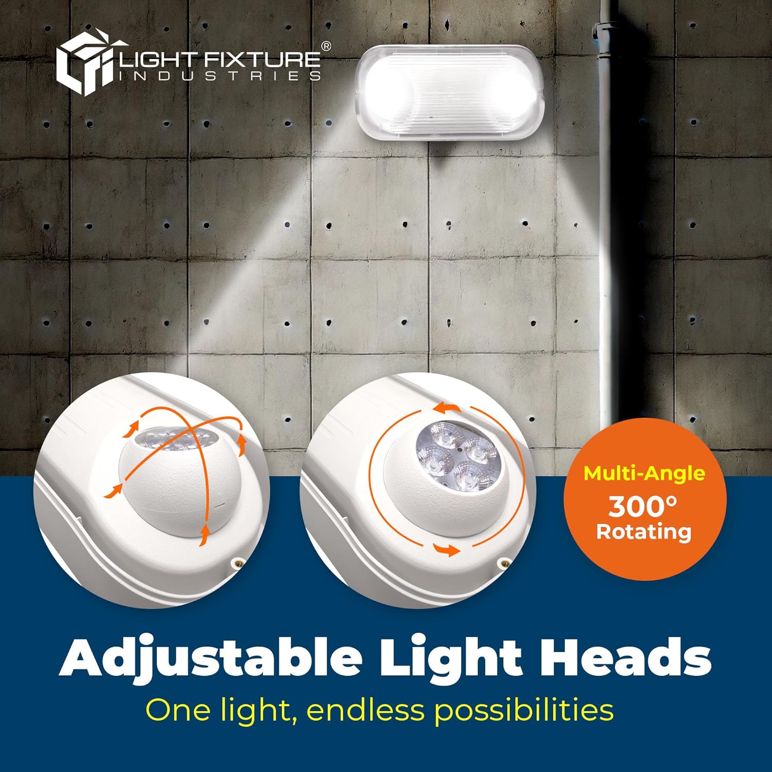 LFI Lights® Outdoor Emergency Light, UL 924 Listed, NEMA 4X Weatherproof with Battery Backup, Adjustable LED Heads, White Housing, ELWETLEDWBB (2)