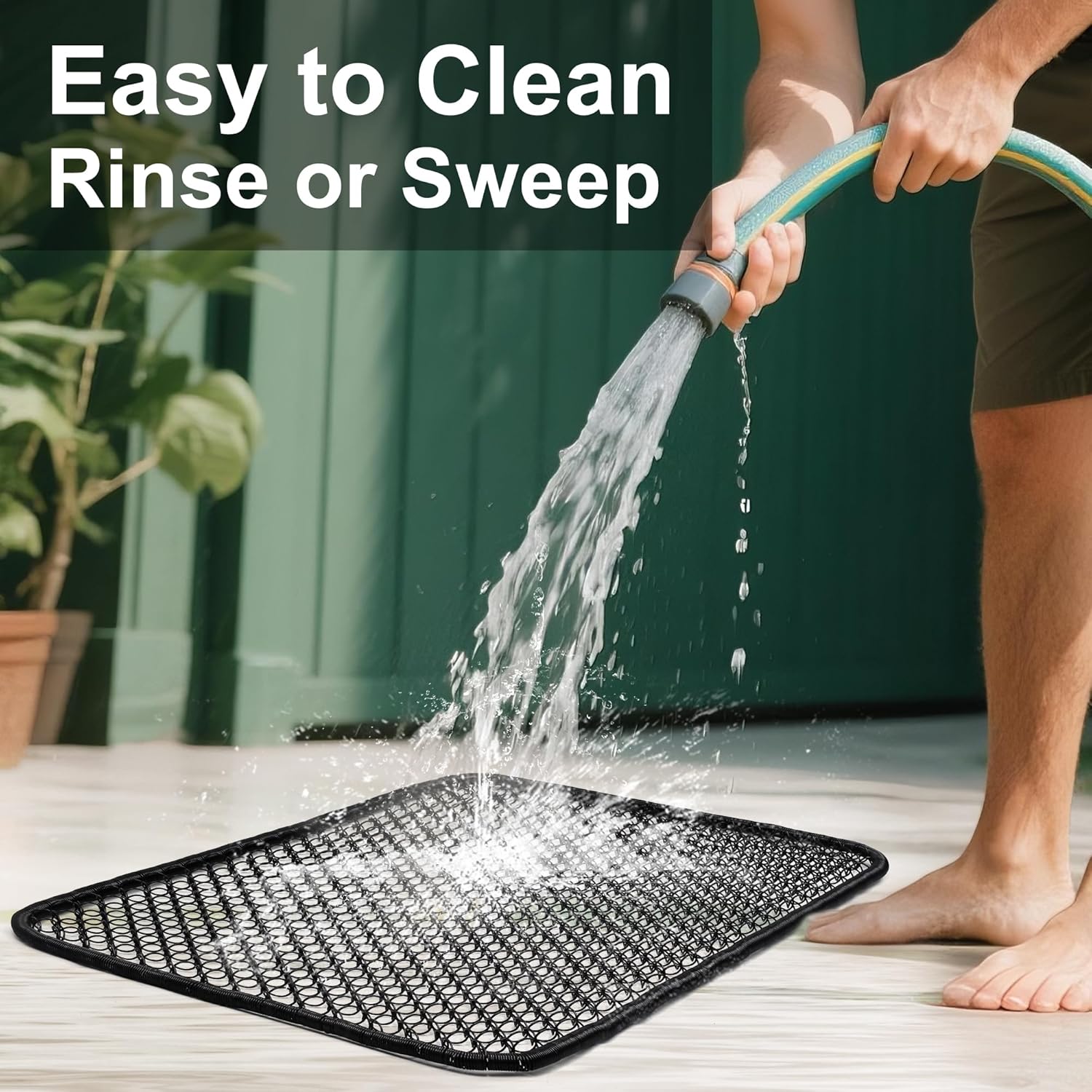 Heavy Duty Outdoor Mat 19.7" x 31.5" Waterproof Entry Mat, All Weather Metal Scraper Door Mat with Mesh Design for Shoes, Boots, Patio, Garden Use (Black)