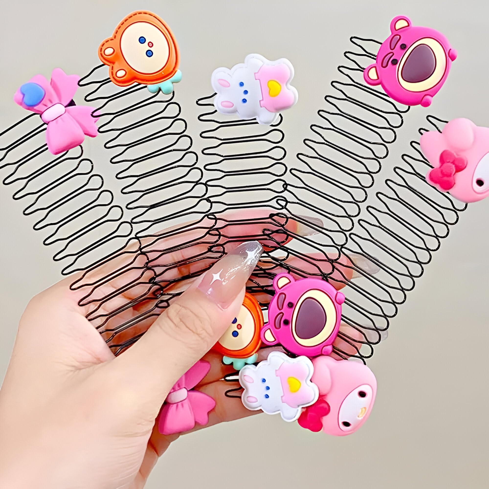 Stretchable Invisible Hair Clips Creaseless Hair Clip,Zig Zag Headbands Girls U Shaped Finishing Fixer Comb Headbands Cute Hair Holder for Women & Girls -Assorted Design-2 Pcs-image-3