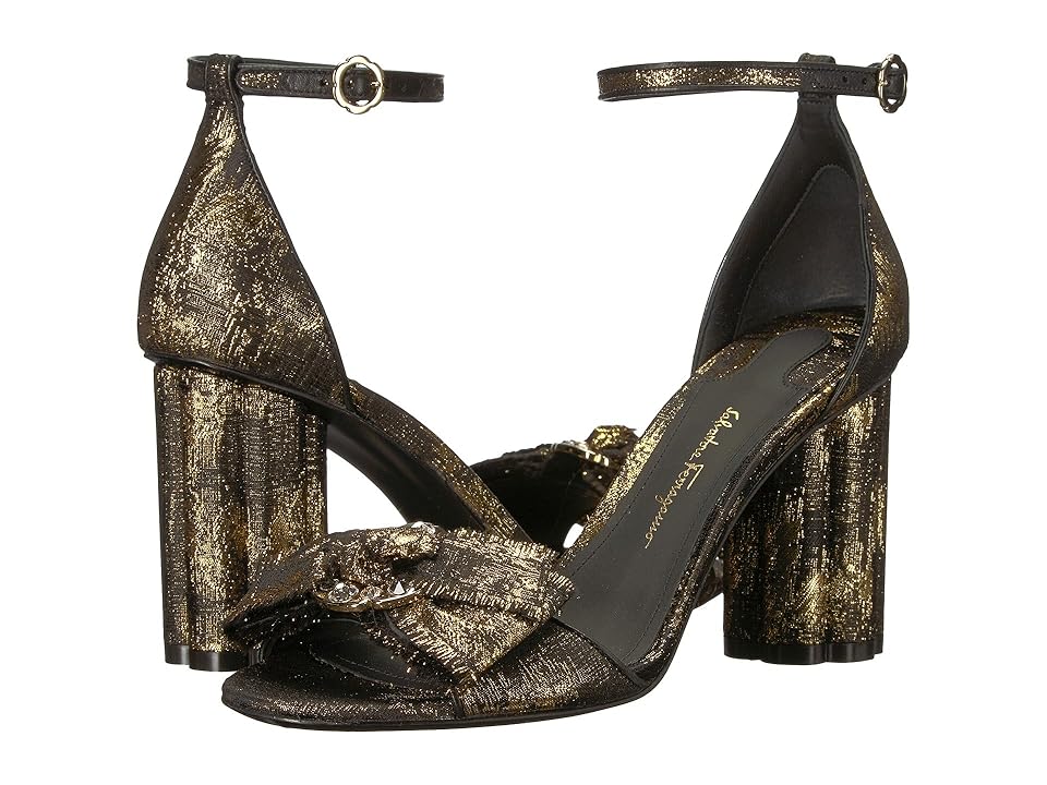 

Salvatore Ferragamo Argenta (Black/Gold Tes Black/Go) High Heels