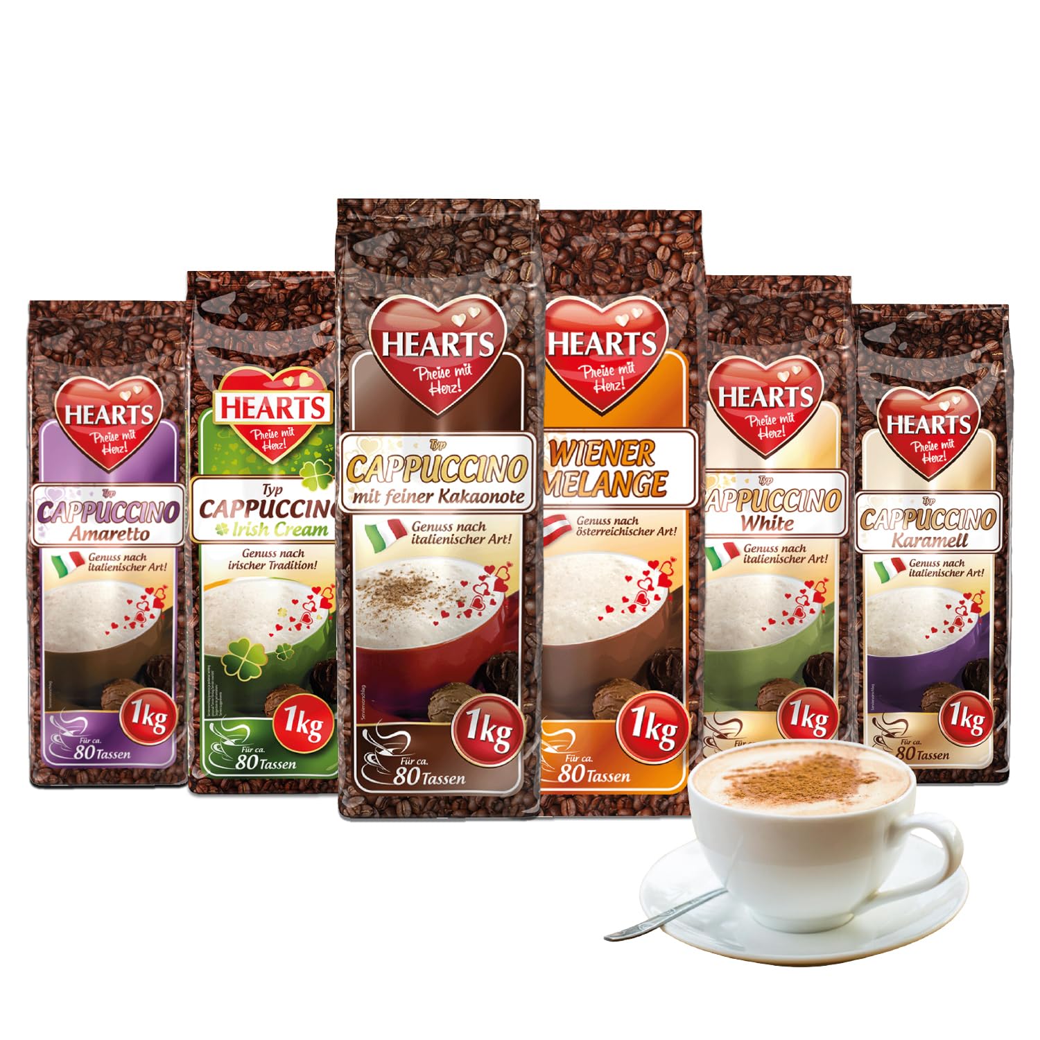 HEARTS Cappuccino Mix zestaw 6 próbek 1 kg kawy smakowe