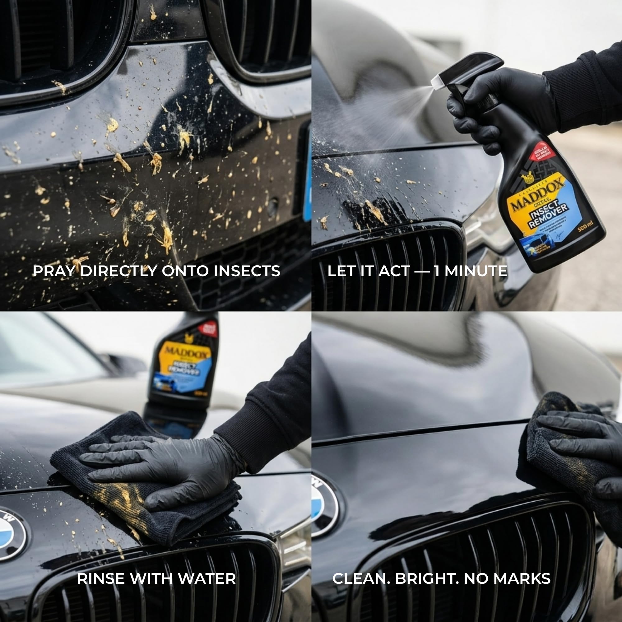 Maddox Detail - Quitainsectos Coche | Elimina Mosquitos e Insectos Incrustados sin Frotar | Limpia Mosquitos Coche y Manchas en Faros, Parabrisas y Parachoques | Insect Remover 500 ml