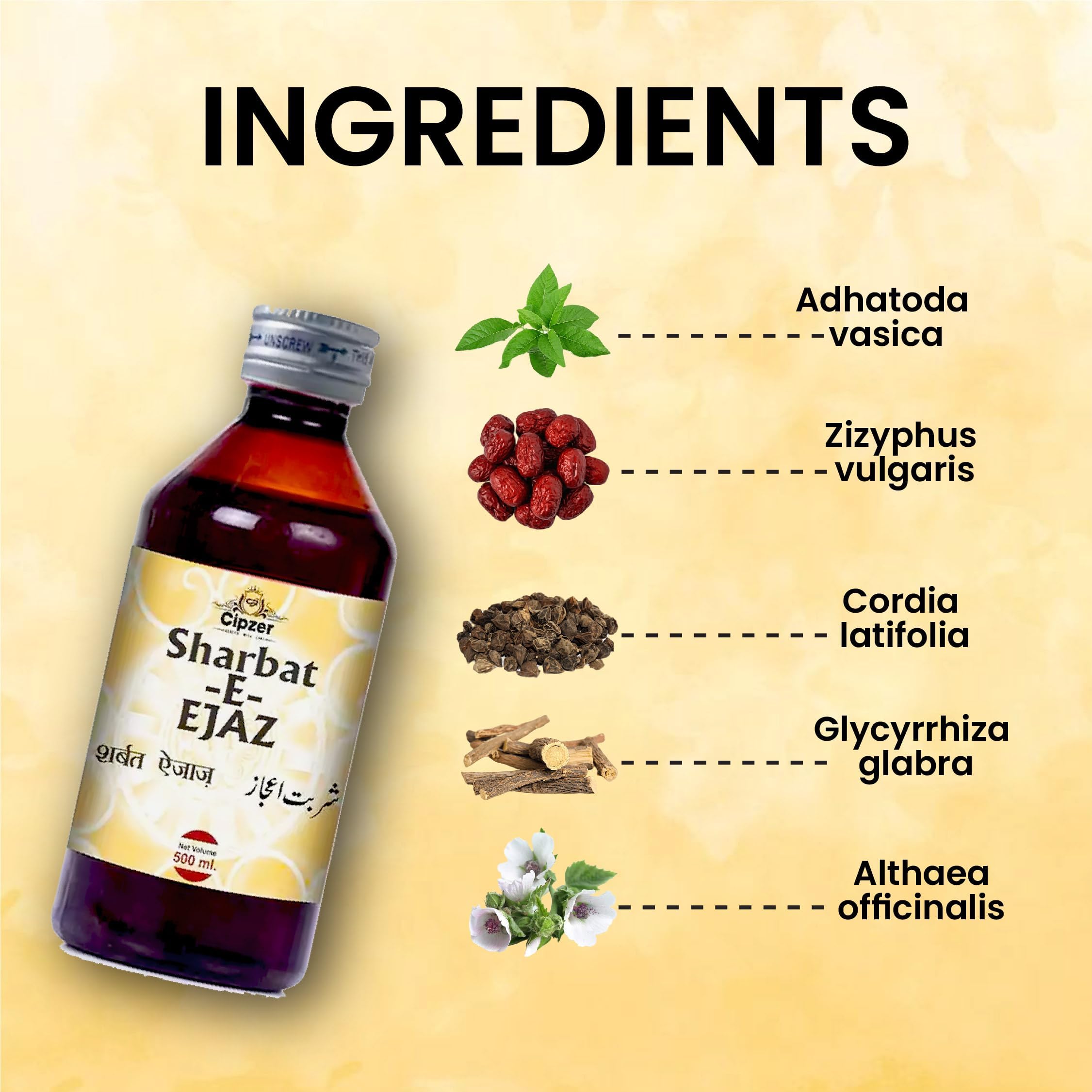 Cipzer Sharbat E Ejaz cough syrup Relief from Throat Issue, Chest Congestion, baby cough syrup and Adult cough Syrup 200ml - Image 3 thumbnail