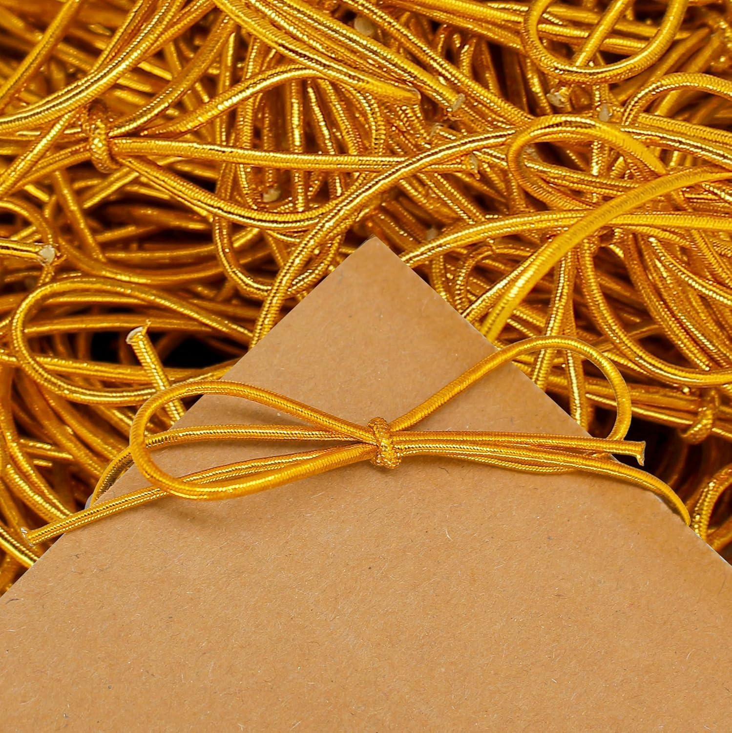 200 Pcs Stretch Loops Metallic Elastic Cord Pre Tied Ornament Strings Elastic Ribbon for Tags String Bows for Gift Wrapping Crafts Tags Boxes Bow (Gold, 6 inch/200pcs) - Image 7