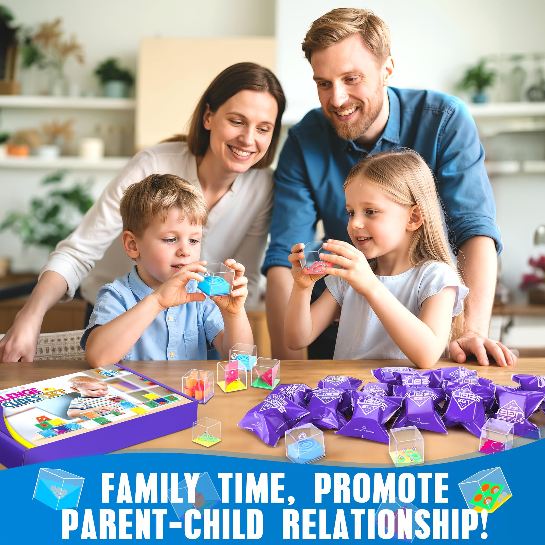 28 Pcs Cubi Rompicapo Bambini con 28 Sacchetti Viola - Giochini per Feste di Compleanno Bambini | Bambina Bambino Regalini Compleanno | Regali di giocattoli di Natale | Mini Giochi di Puzzle