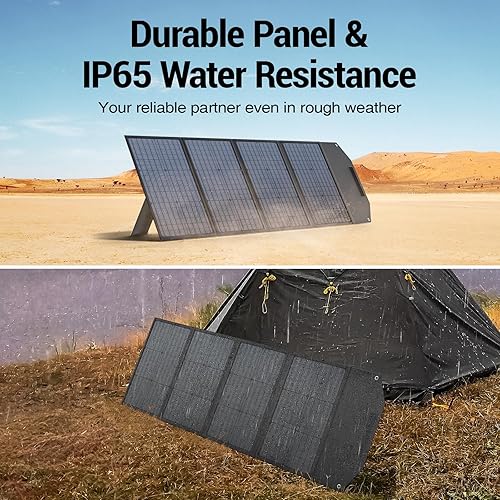 Miniatura 6 de BROWEY Panel solar plegable de 120 W, kit de panel solar portátil impermeable IP68 con salidas QC 3.0 y USB-C, soporte ajustable plegable cargador