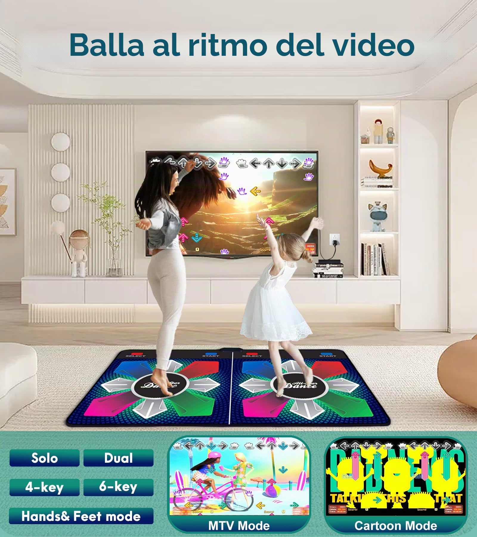 Tappetino da Danza per Bambini, Regalo di Compleanno per Ragazzo e Ragazza, con Sistema operativo Inglese, Plug And Play, Tappetino da Danza con Ricevitore Wireless