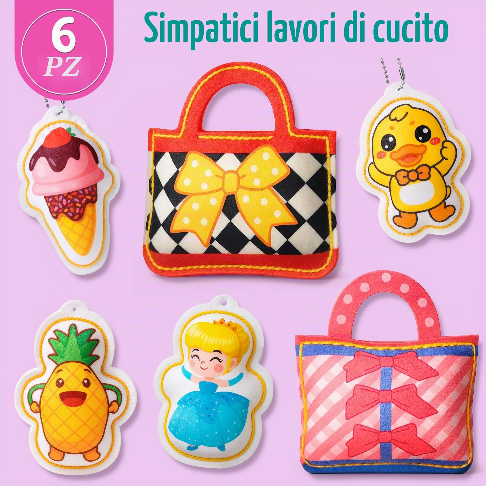 vamei Mini Macchina da Cucire Bambina, Sewing Machine Elettrica con Tessuti, Fili, Accessori Completi, Kit Cucito Bambini, Kit Lavoretti Creativi per Bambini, Regalo Bambina 3+ Anni
