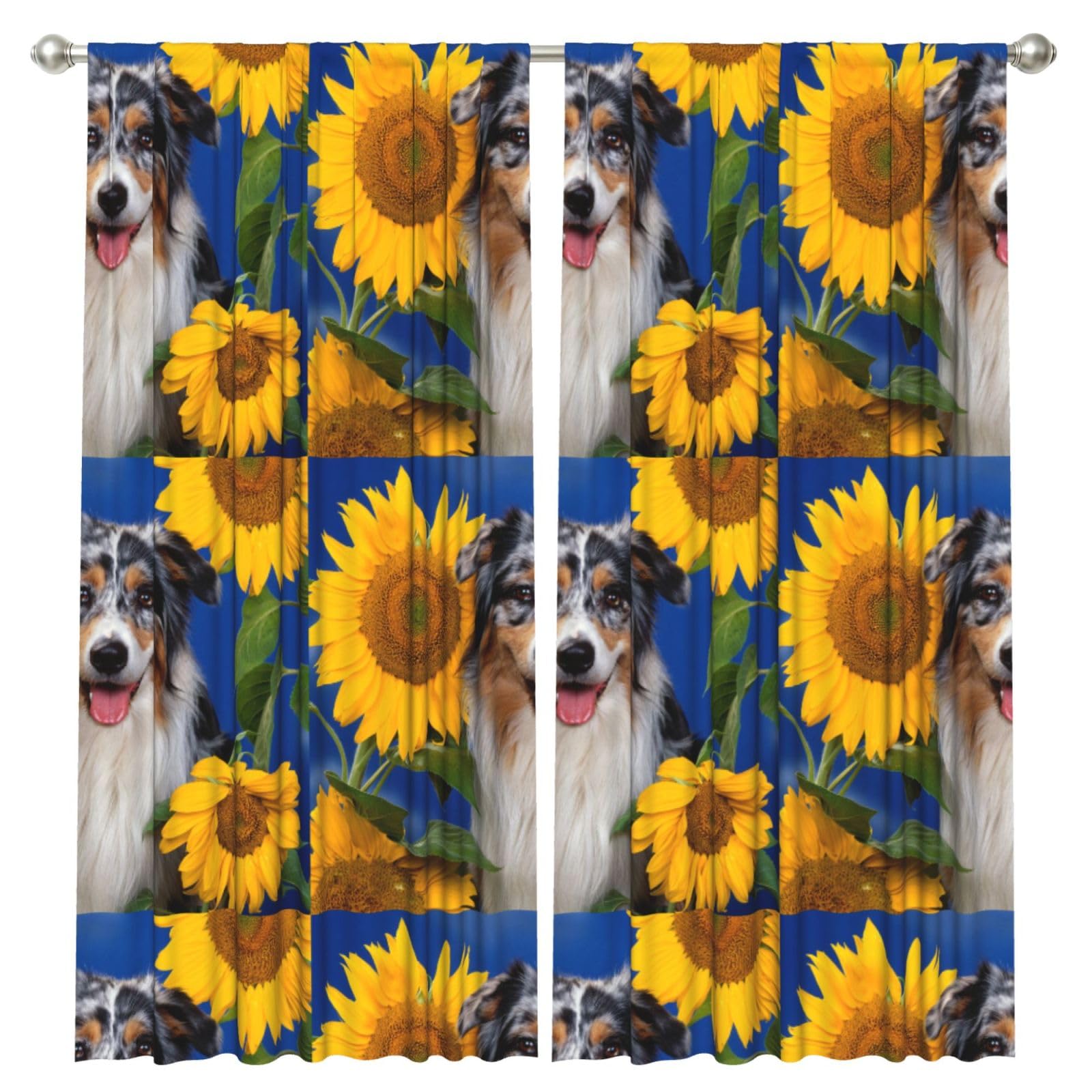 InOmak Australian Shepherd, 2 Panels Window Curtains 52 x 84 Inch Blackout Curtains for Living Room Bedroom