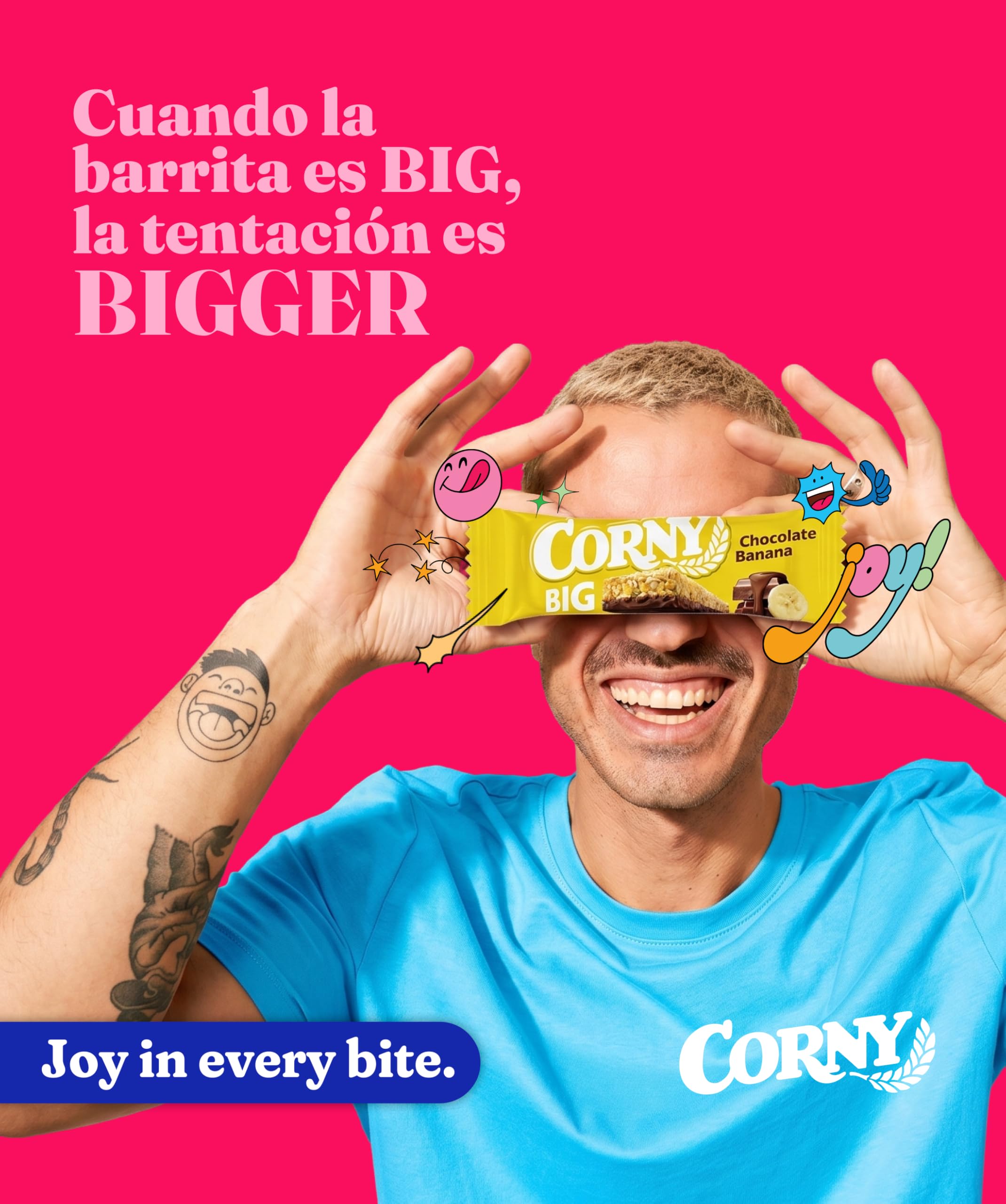 Corny Big, Barrita Sin Azúcares Añadidos Sabor Chocolate Banana, Más Grande, Sabor Intenso, Textura Crujiente, Pack 24x50g