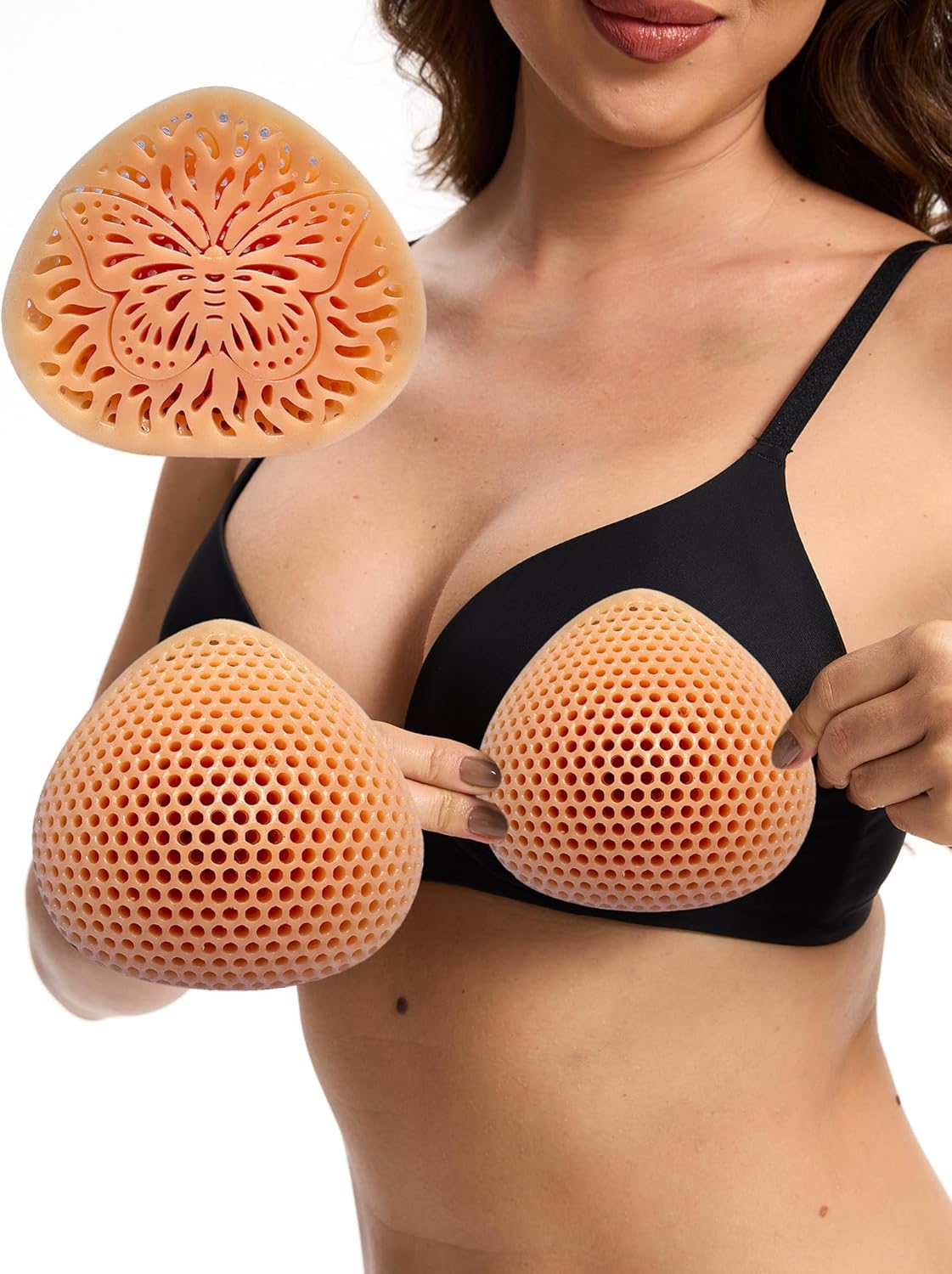 BIMEI Butterfly Silicone Bra Inserts and Breast Enhancers Quick-drying silicone swim form Push Up Inserts Add 3 Cups