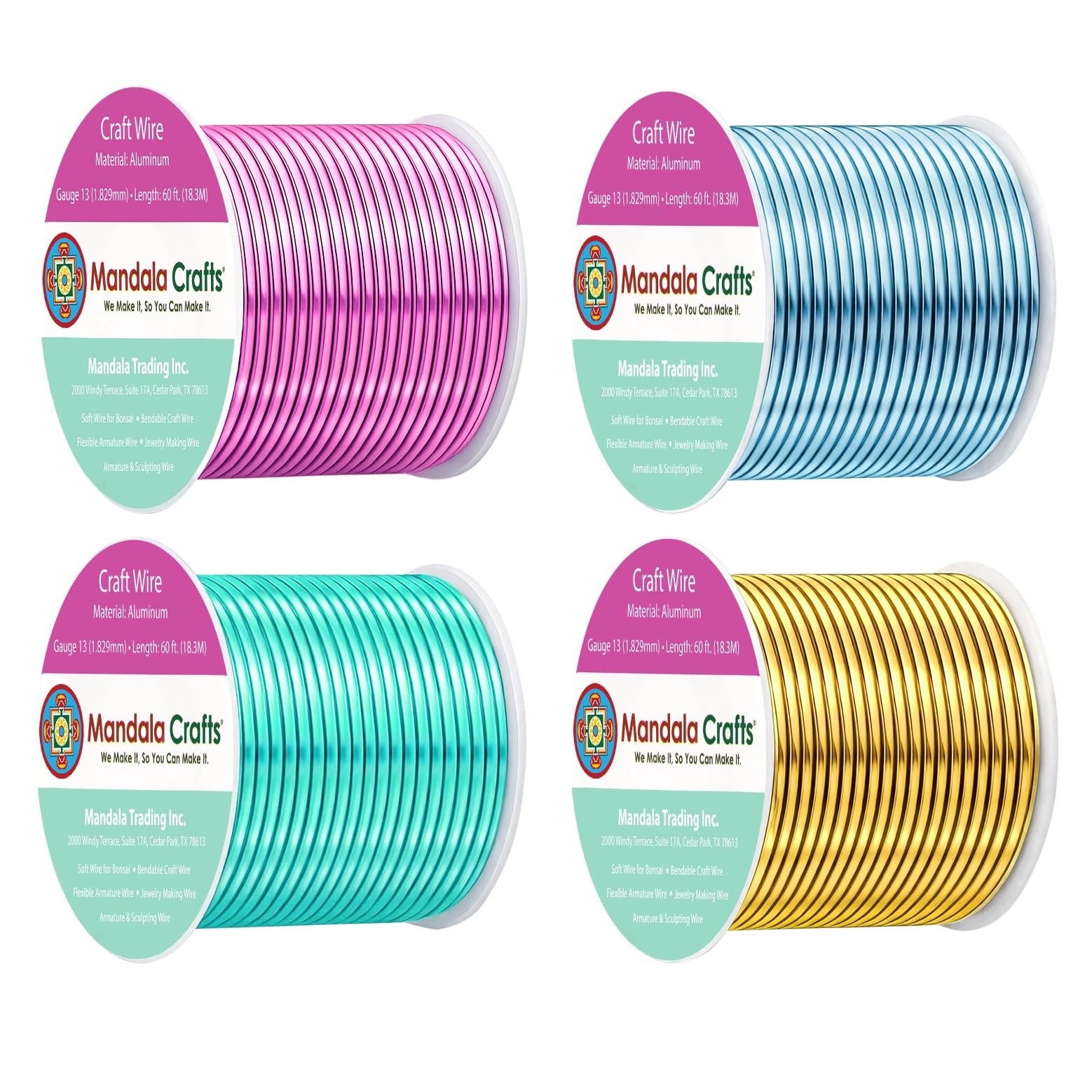 Mandala Crafts 13 Gauge Pastel Anodized Aluminum Craft Wire, 240 FT