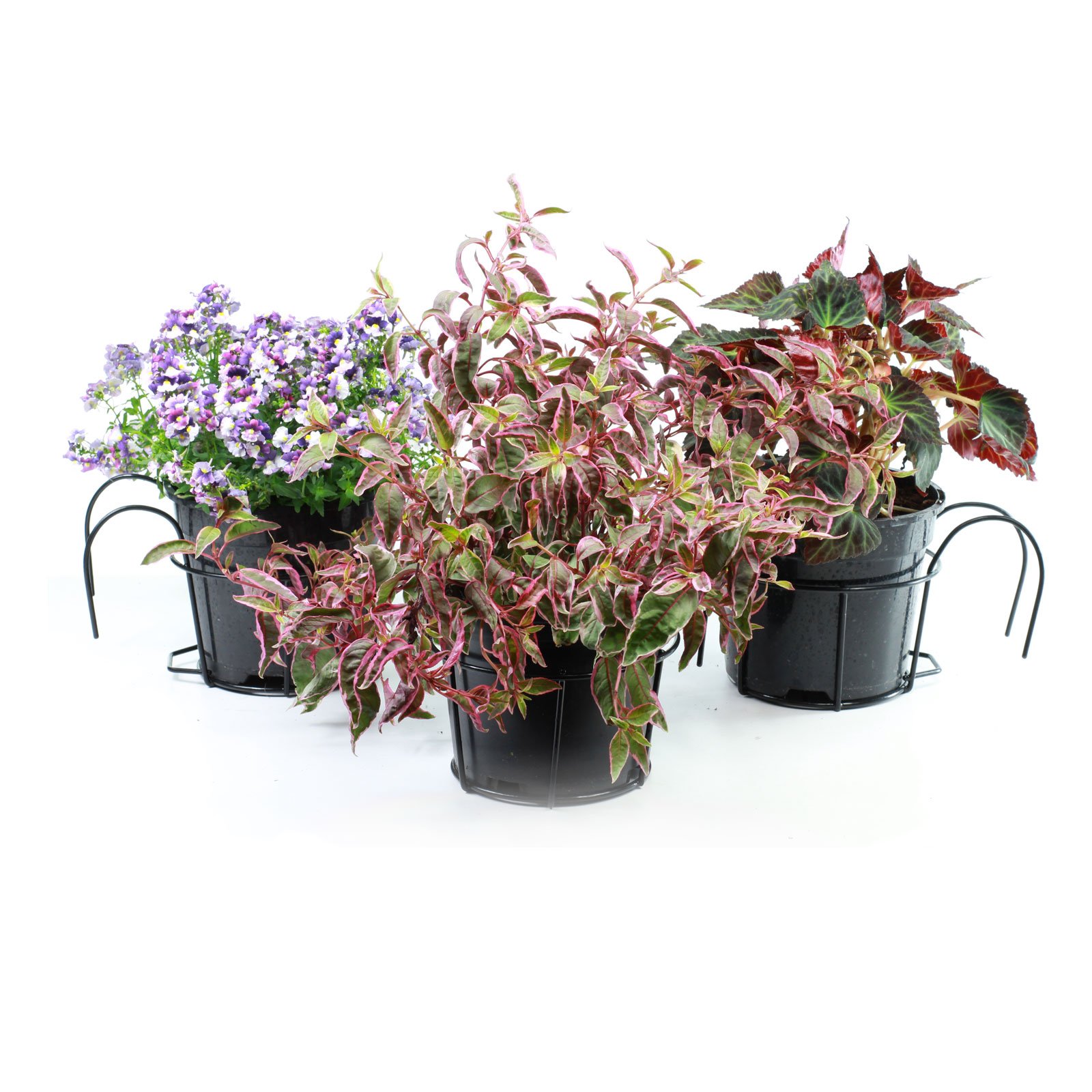 Balcony Planters - Black Metal - Set of 3 - Balcony Planters Pot holders (Large 24cm)