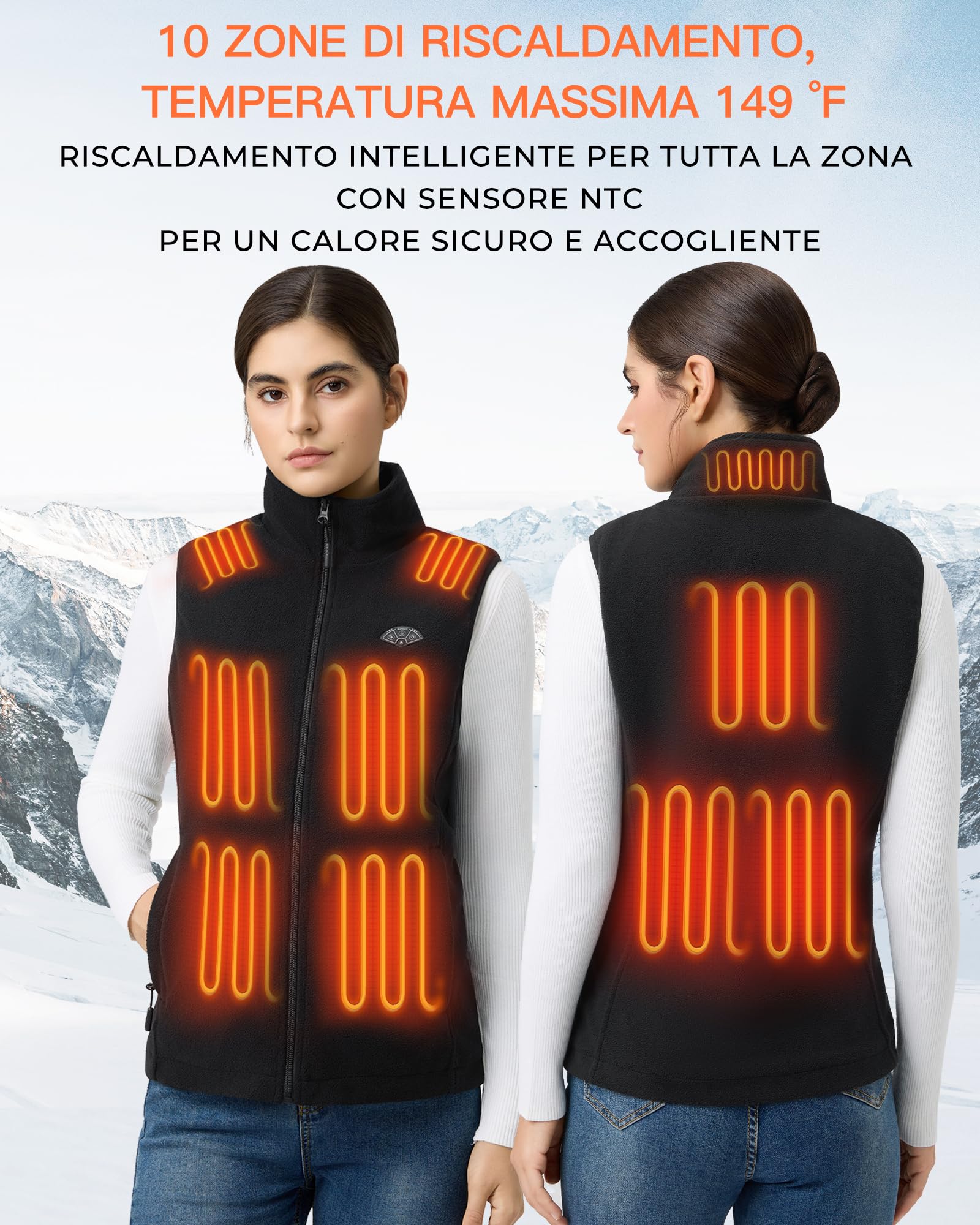 Topdot Pile Gilet Riscaldato Donna, Gilet Termico con Batteria 16000mAh | 10 Zone di Riscaldamento con 3 Temperature, Polare de Peloso Gilet Termico Leggero per Lavori All'aperto