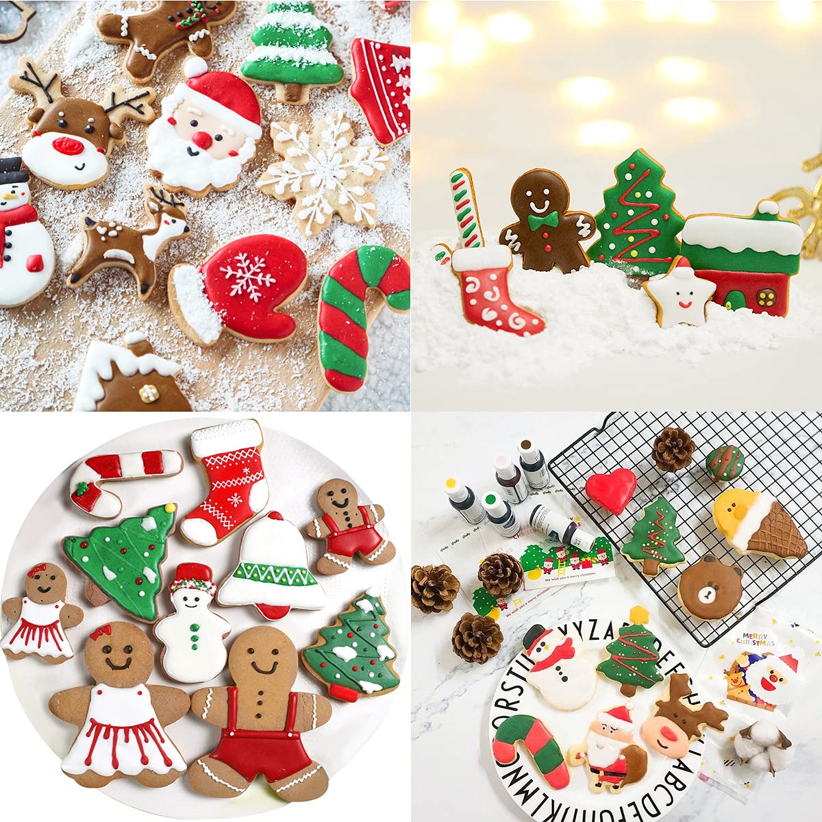 Juego de moldes de cortadores de galletas de Navidad, 9 piezas de moldes cortadores de galletas y frutas, accesorios de decoración y alimentos