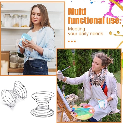 Vista 27 de Skylety Juego de 8 recipientes de plástico para pintura con tapas, recipiente hermético de almacenamiento de pintura con bola mezcladora de acero