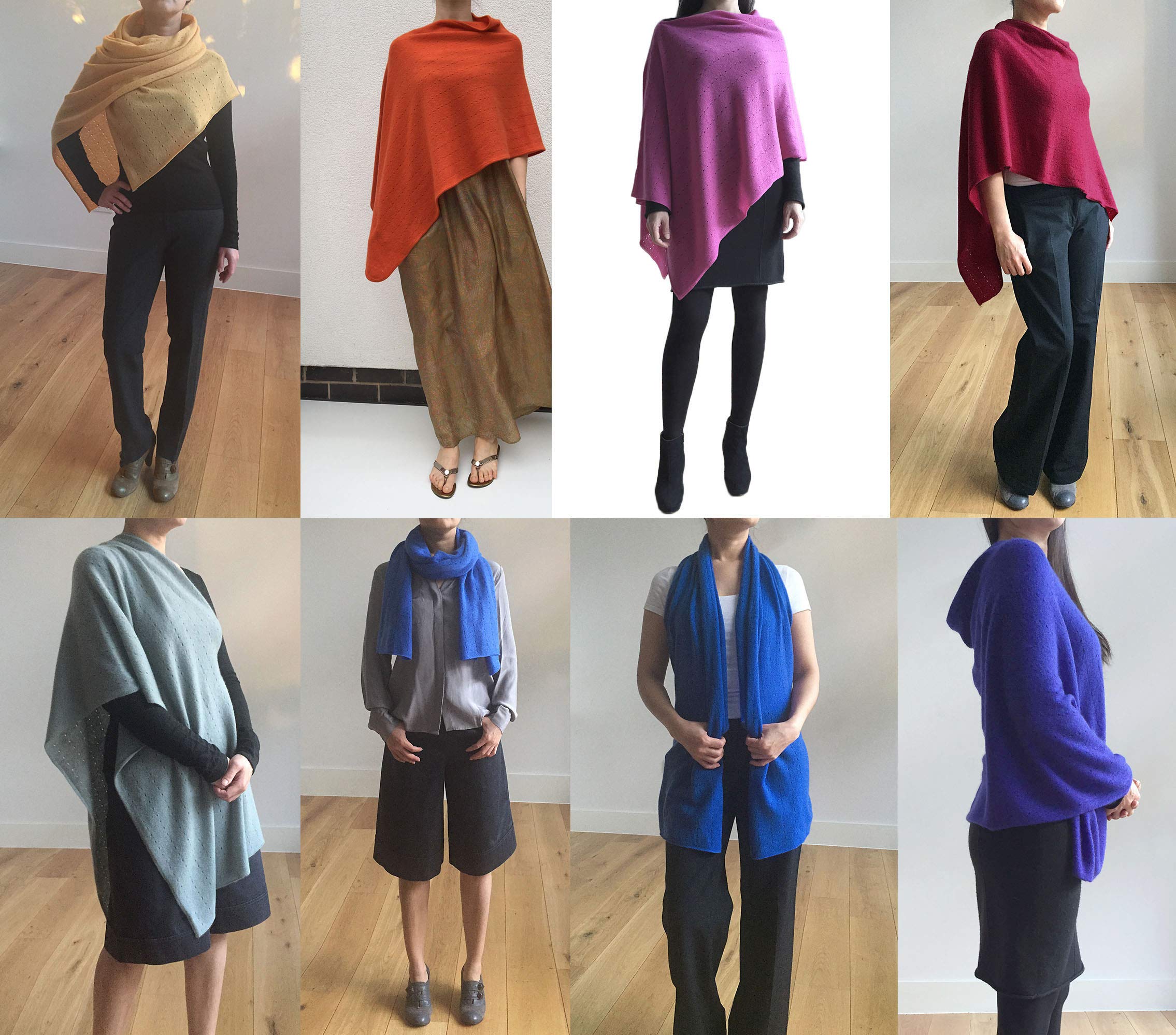 Multiwear Poncho aus reinem Kaschmir, Hot Pink, Fuchsia, für Damen, Reise, leicht, Spitze, Schal, multifunktional, Hot Pink Fuchsia, Einheitsgröße