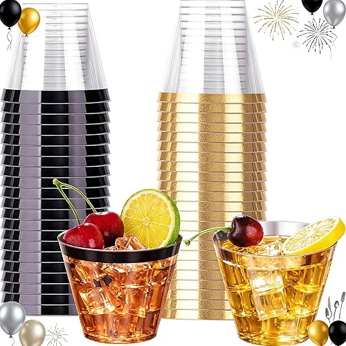 Miniatura 11 de WELLIFE 60 vasos de fiesta de Navidad de 9 onzas, vasos de Navidad desechables, vasos de plástico de Navidad con diseño de alfabeto dorado de 60