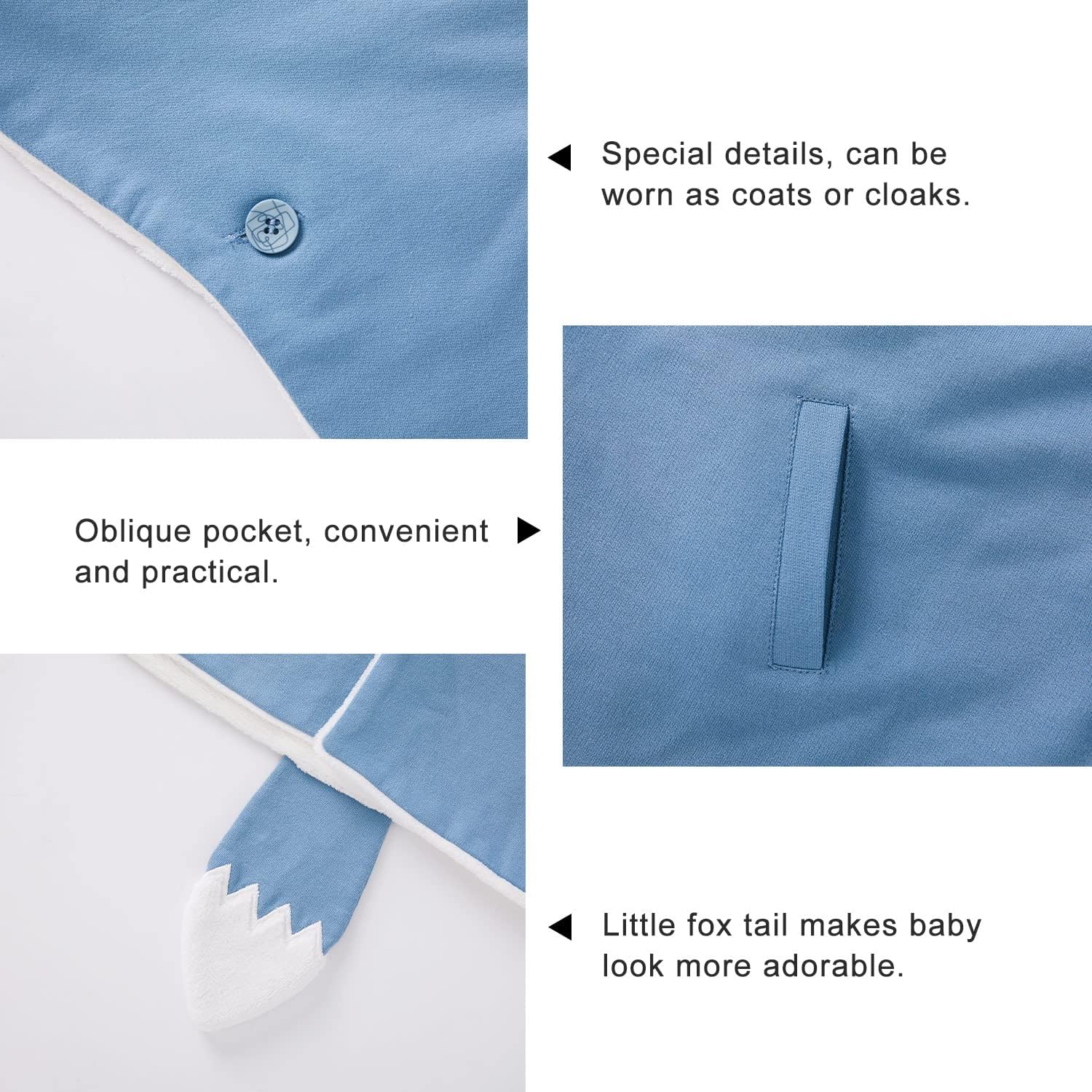 pureborn Baby Boys Poncho Cape Cloak Fleece Hooded Coat - Image 6