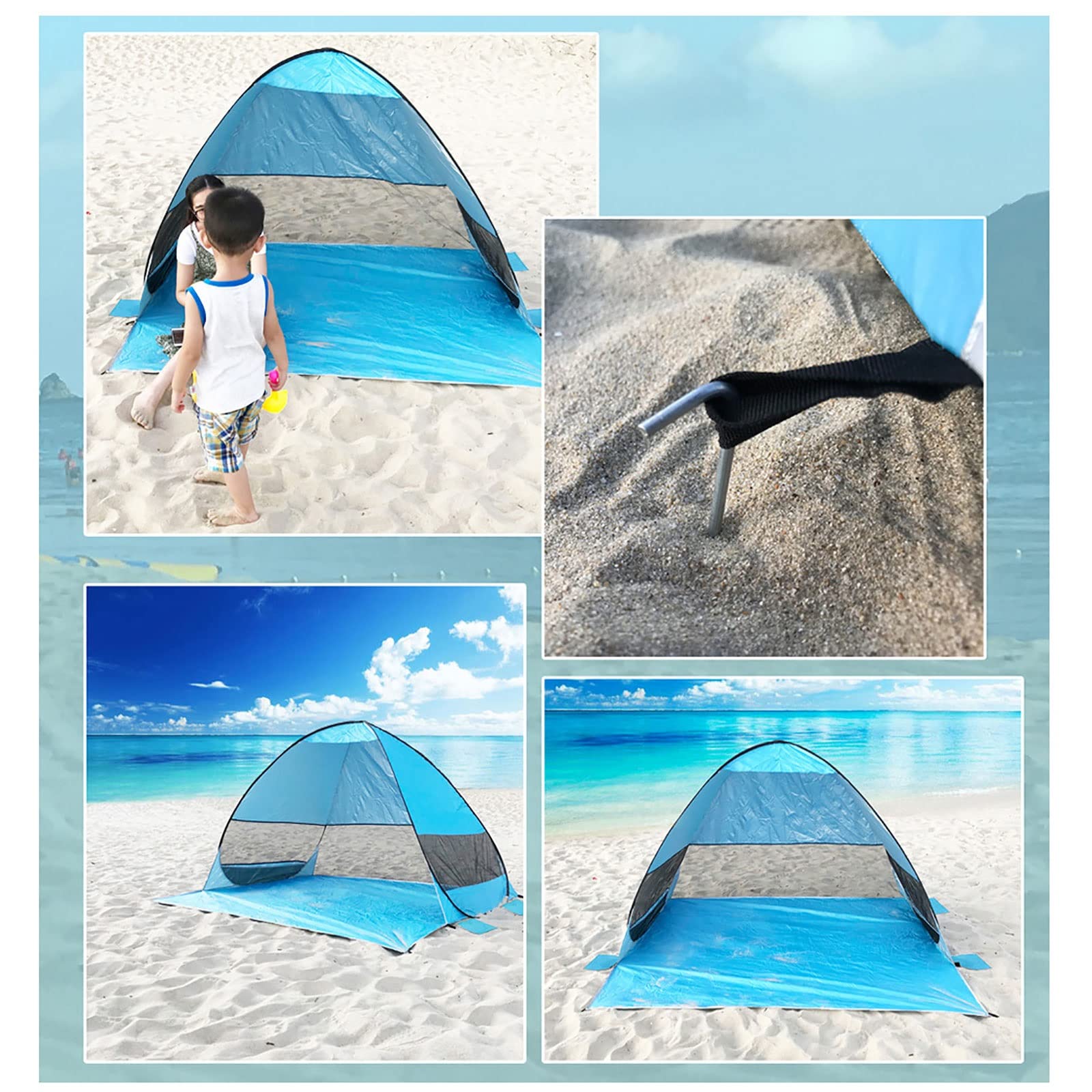 Tienda de Playa para Bebé niño Pop-up Automático de Campaña Viaje Plegable y Portátil con Protección Sol Anti SPF50+ con Bolsa de Almacenamiento (Color : Red)