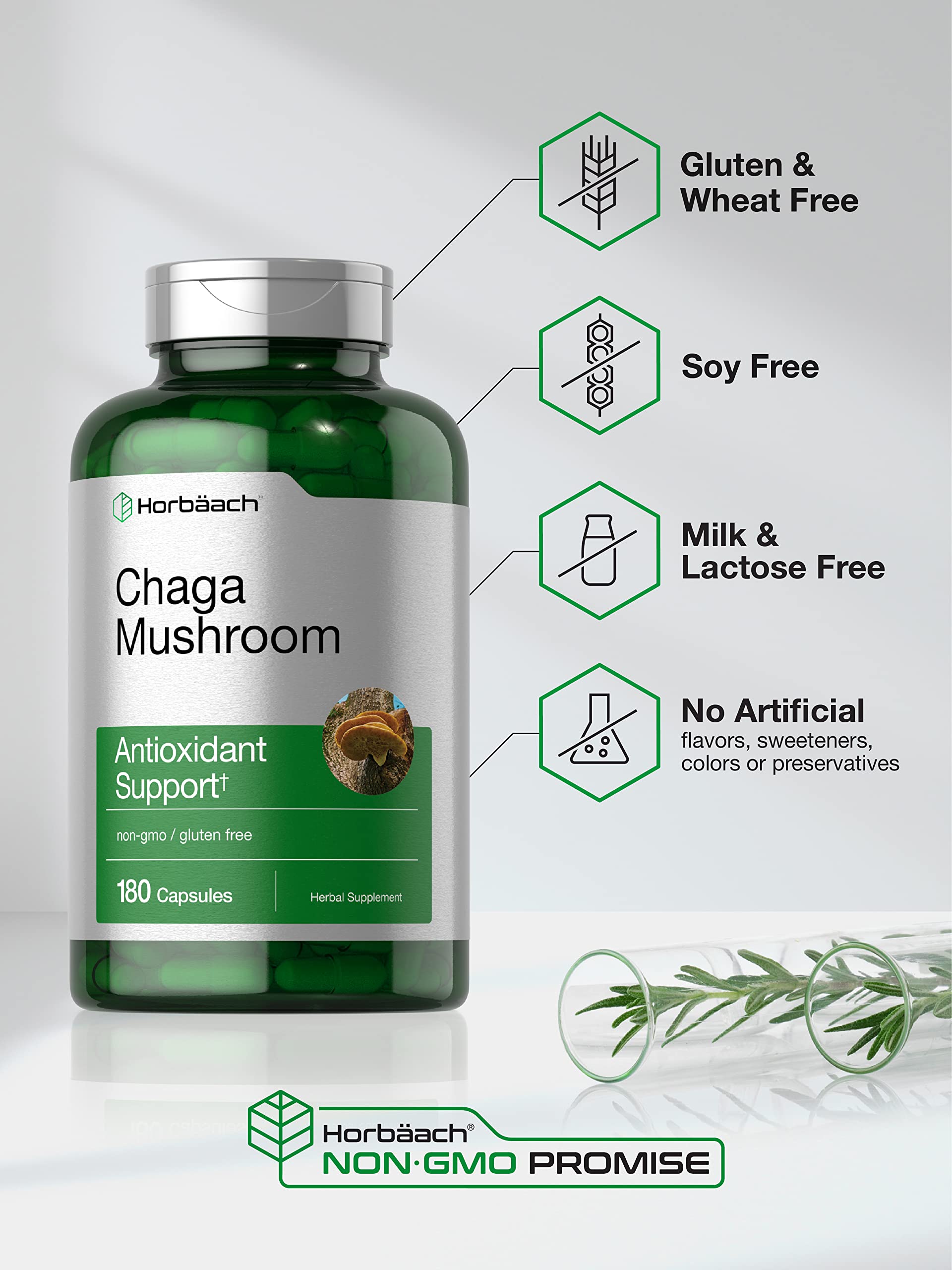 Horbäach Chaga Mushroom Extract Capsules | 180 Pills — Amazon image 4