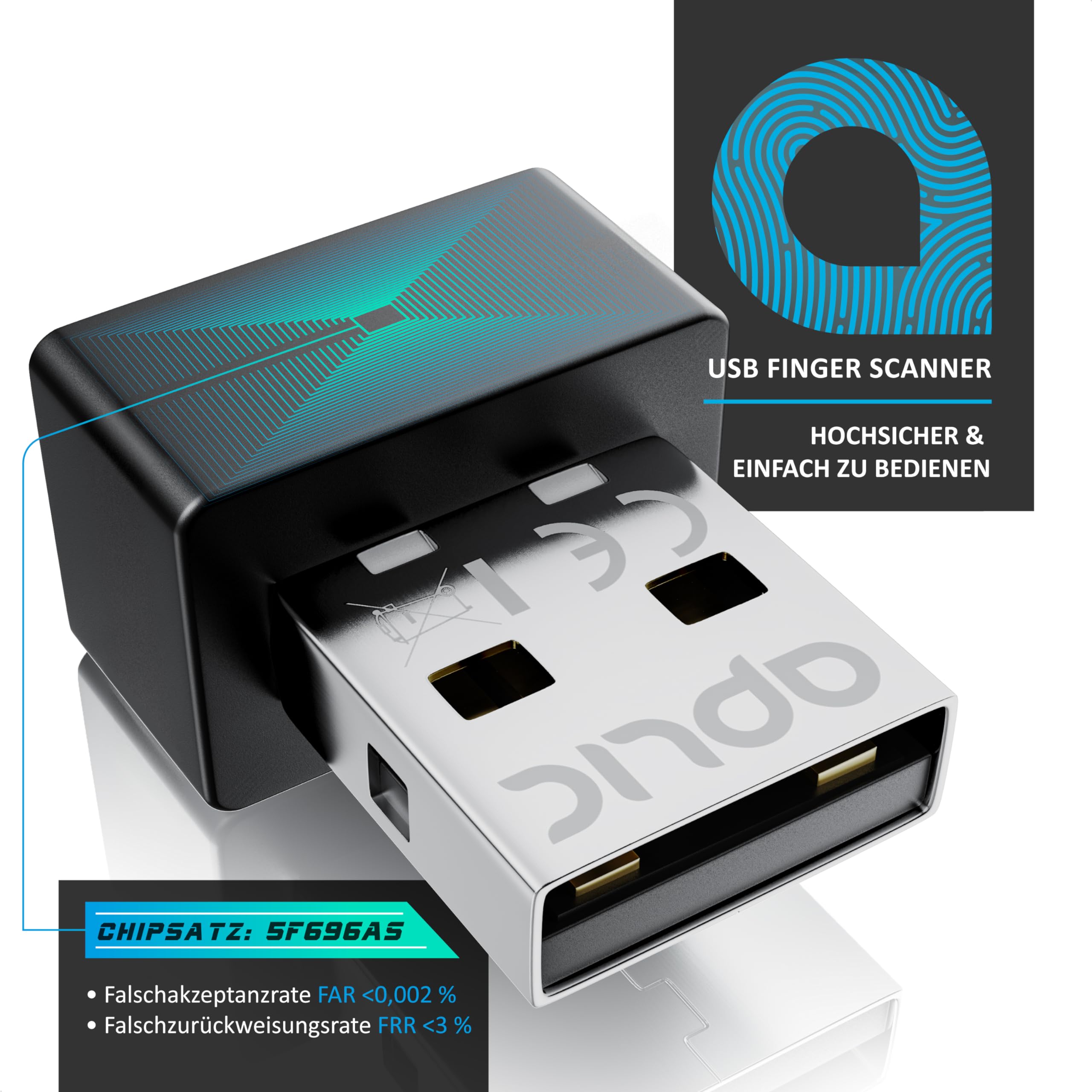 CSL USB Fingerabdrucksensor Fingerprint Reader Windows 8 10 11 Hello 10 IDs Plug & Play