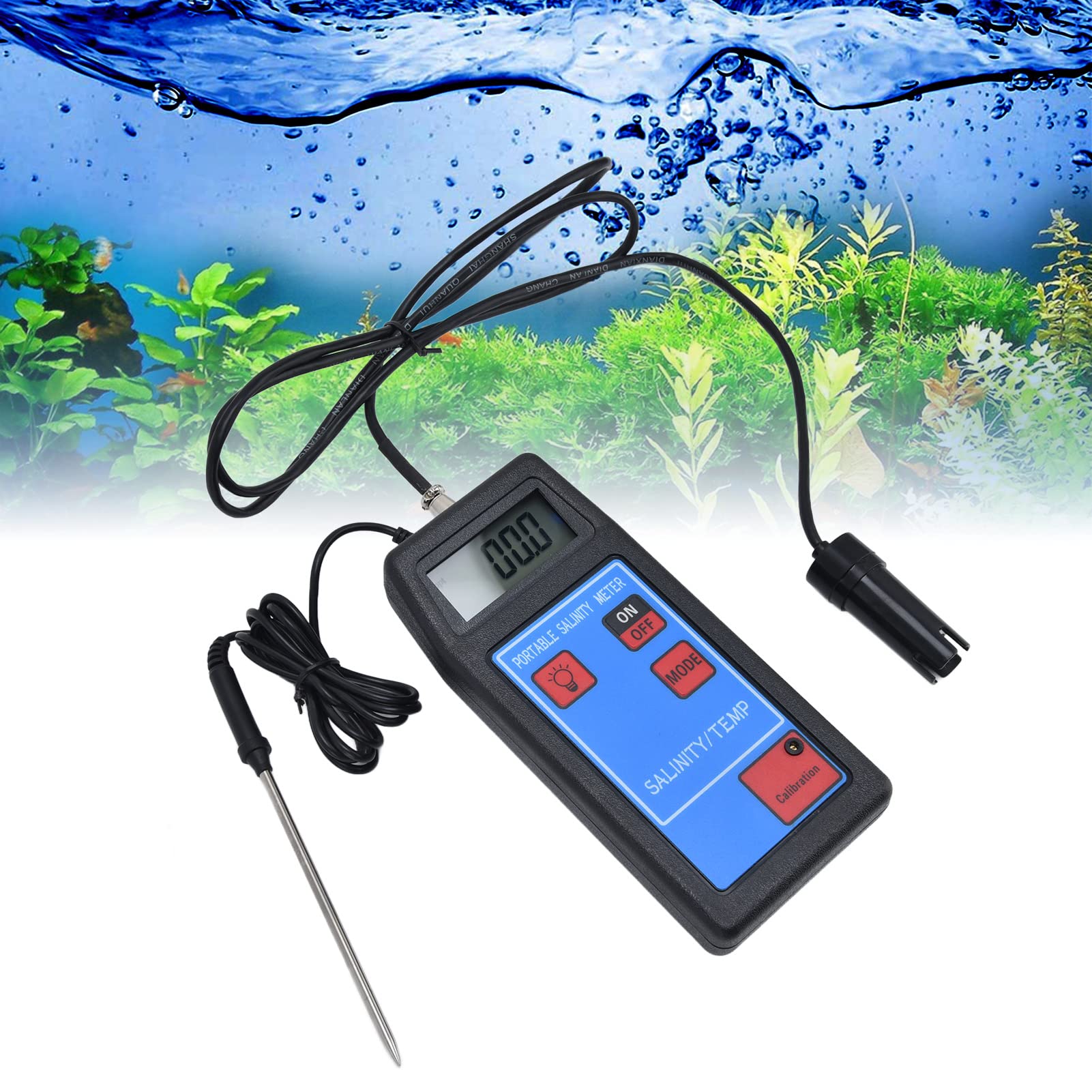 EMUKOEP Medidor de Temperatura de Salinidad Portátil, Analizador Multifunción de Calidad del Agua para Acuario y Piscina