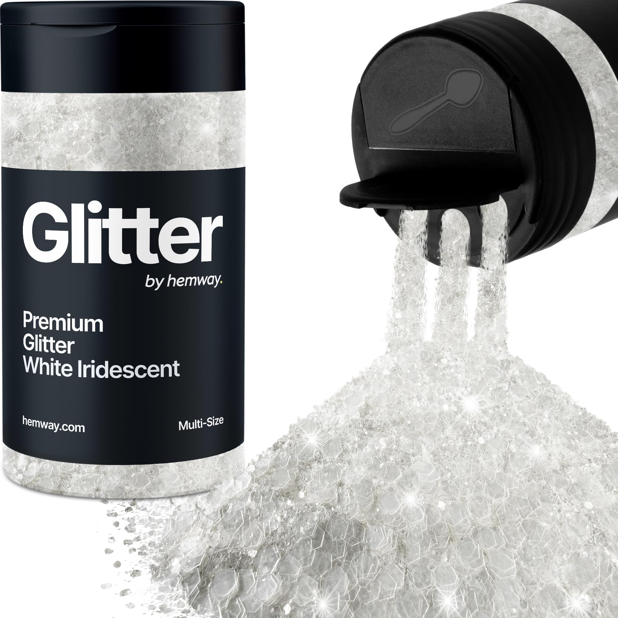 Hemway White Iridescent Glitter Shaker