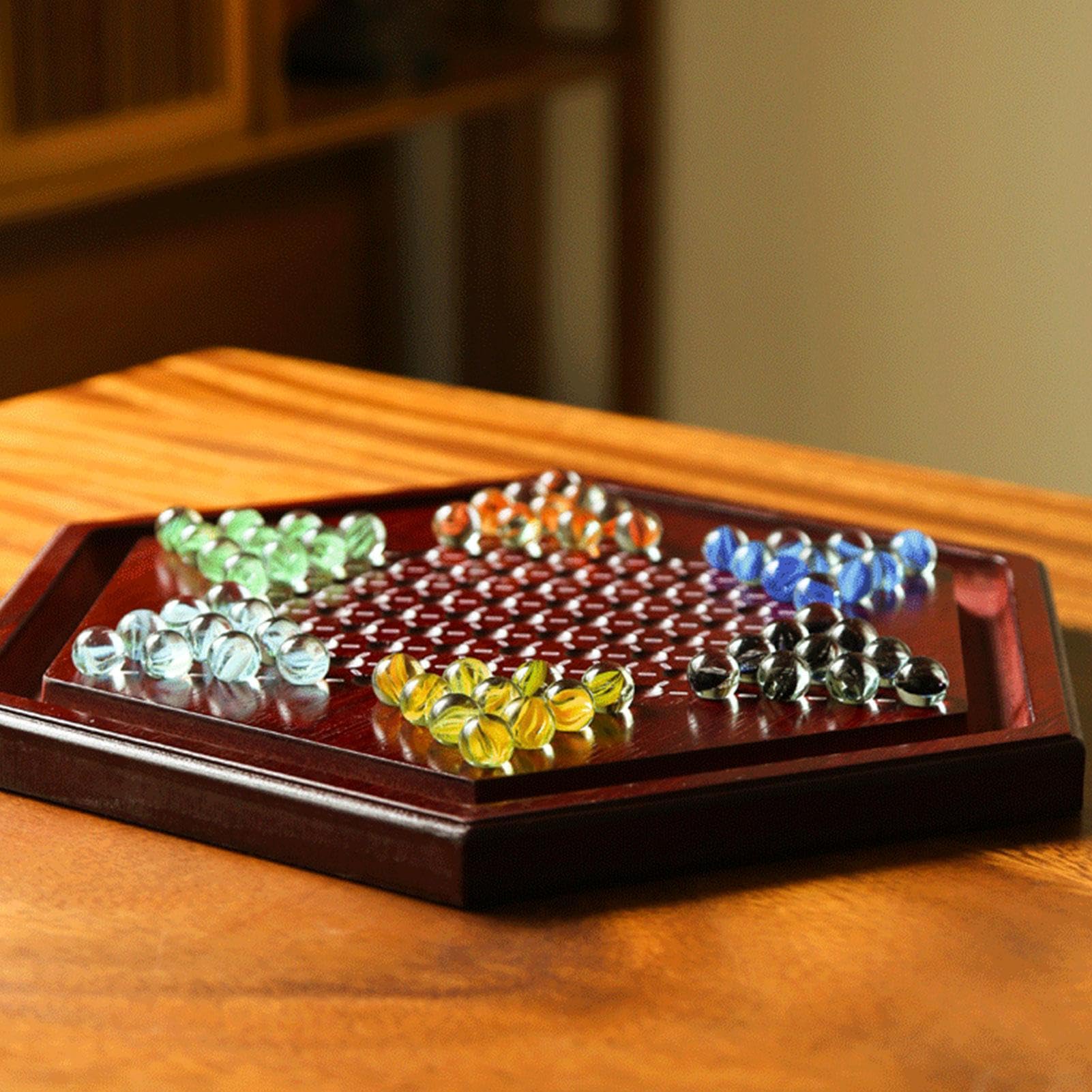 Set Di Giochi Da Tavolo Per Dama Cinese - Classica In Leegno, Giochi Da | Tavoloo In Legno Con Cassetto Portaoggetti E Vetro | Intrattenimento Da Tavolo, Dama In Legno Tradizionale, Set Di Mar