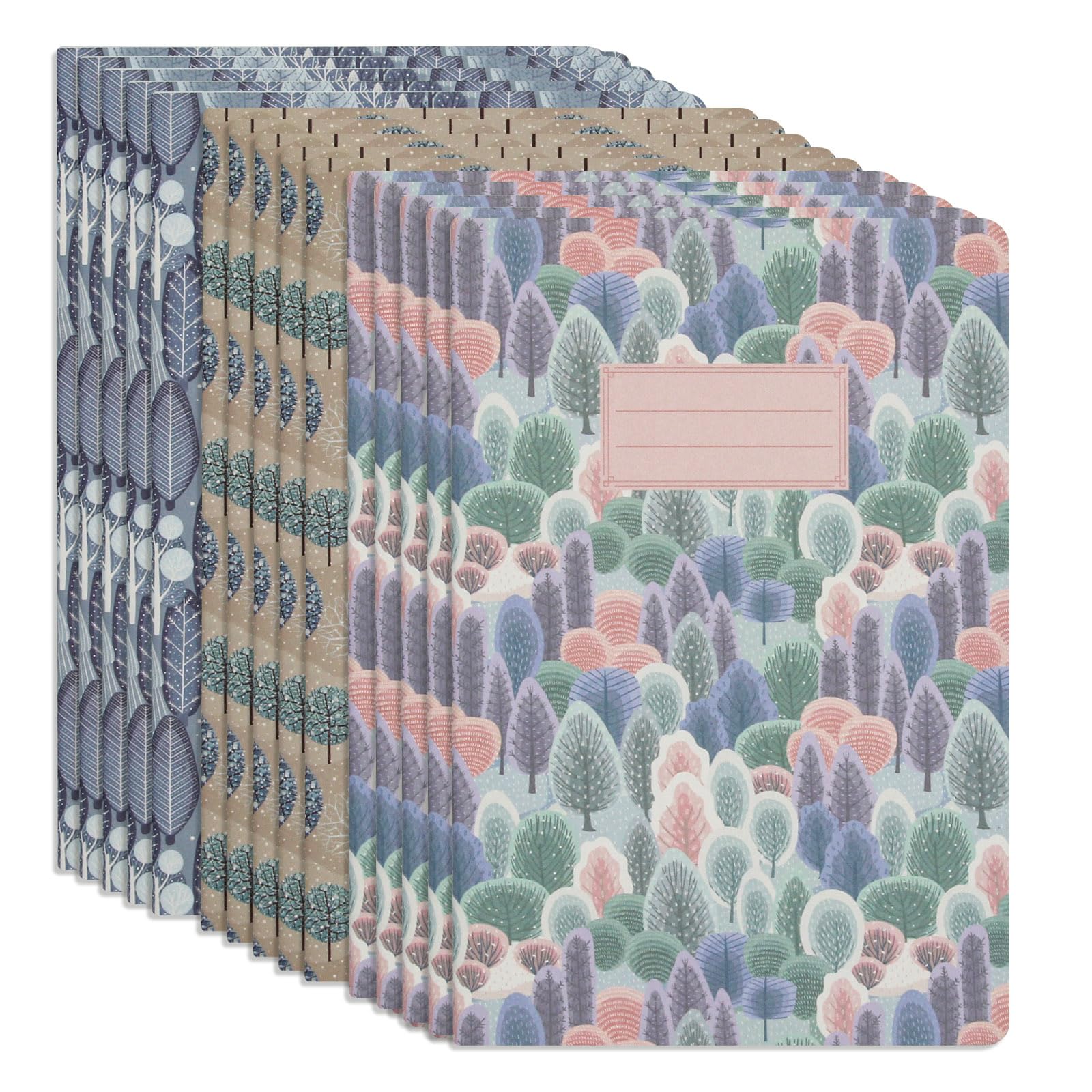 WETLOTEE 15 Pack A5 Writing Pad, Forest Whispers Collection, 3 Unique Designs (5 Pads Each), Versatile Blank Notepad with Line/Grid Guide Sheet, Bulk Stationery