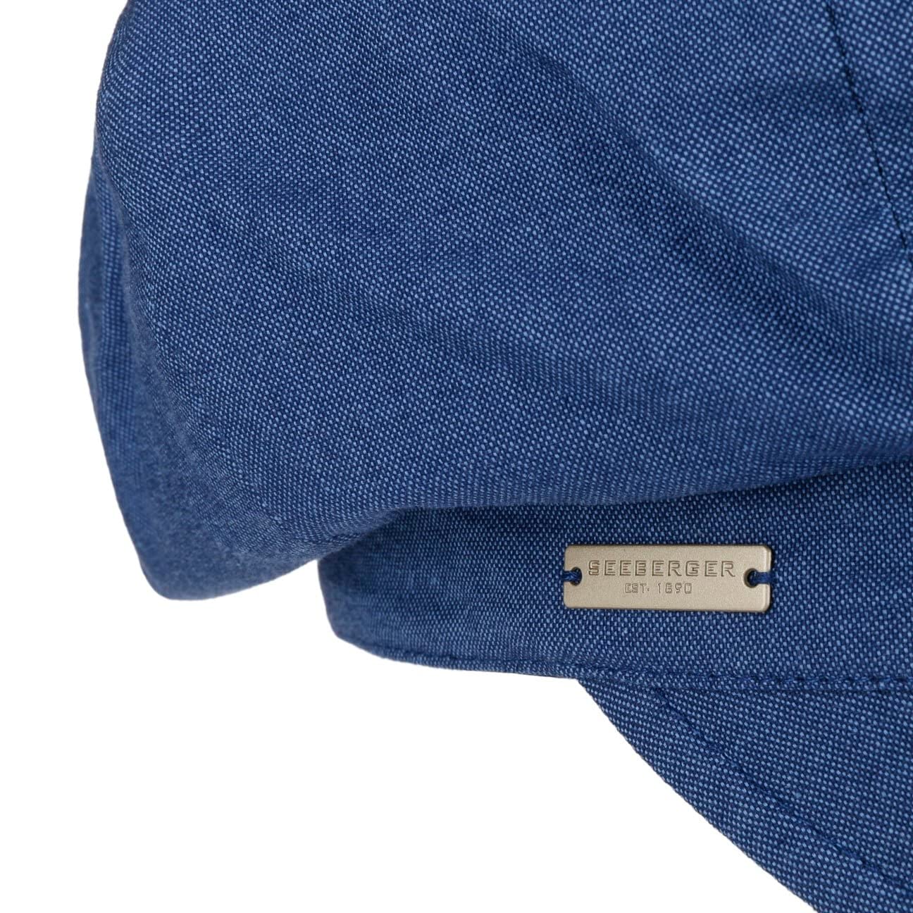 Seeberger Casquette Gavroche Chambray Femme - en Coton avec Etiquette pour Visiere, Doublure Printemps-ete Ete