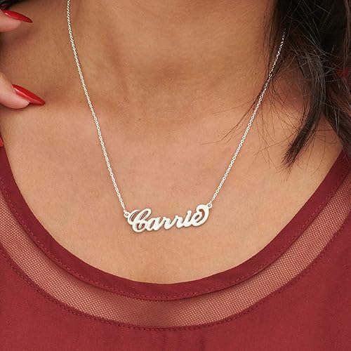 Miniatura 5 de MyNameNecklace - Collar con dije con nombre personalizable en plata esterlina 925 y chapado en oro