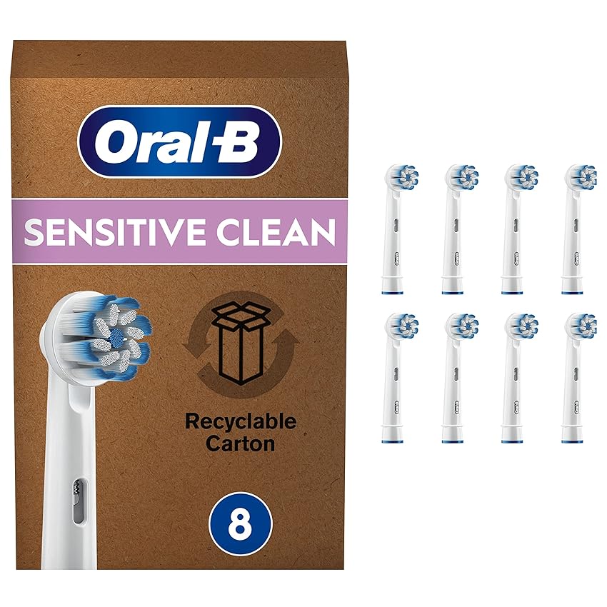 Immagine del prodotto Oral-B Sensitive Clean Testine Spazzolino Elettrico, Confezione da 8 pezzi, Clean & Care, Pacco Adatto alla Buca delle Lettere, Bianco