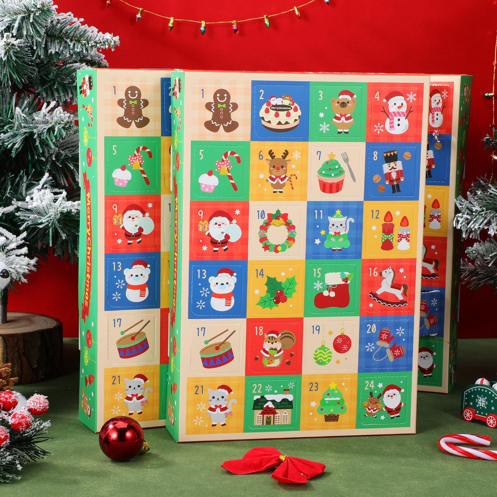 VALICLUD 10 Piezas Caja de Obsequio Navideña de Cajas de Papel Vacías para Calendario de Adviento de Regresiva Navideñas para Regalos de Adviento