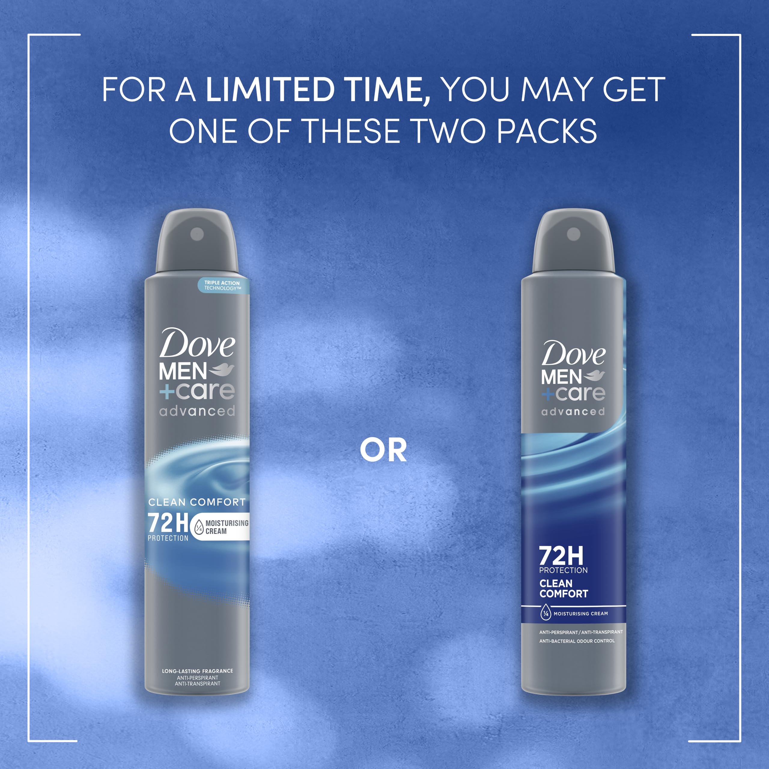 Dove Men+Care Advanced Clean Comfort Anti-Perspirant Aerosol Deodorant Spray with Anti-Odour technology & ¼ moisturising cream for 72 hour protection against sweat and odour 200 ml — view 4